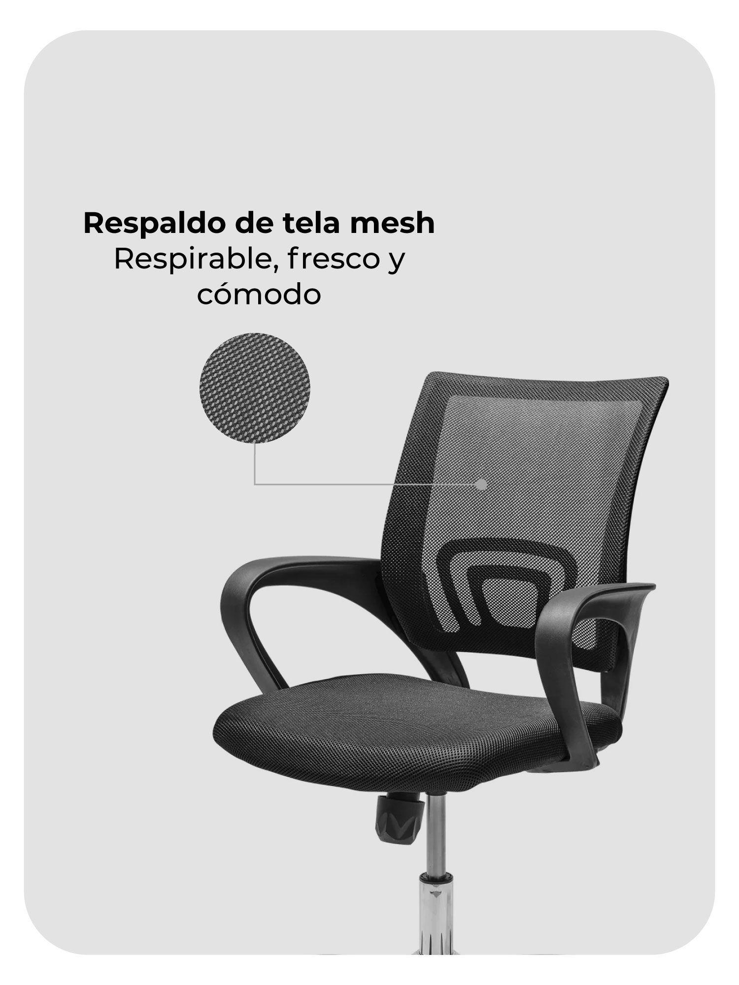 Silla de Escritorio Ergonómica Mesh+ Relan Basculante Color Negro-5