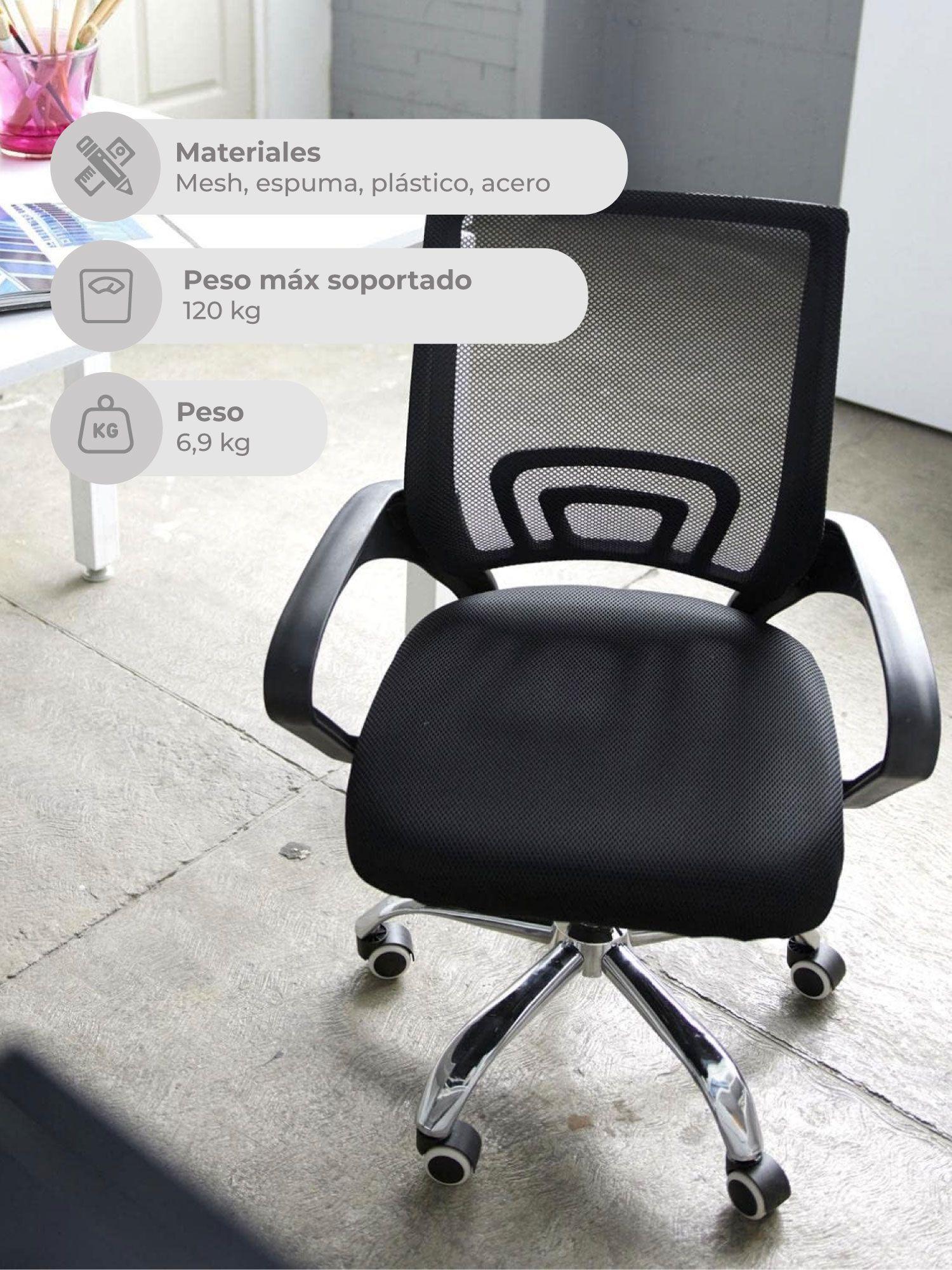Silla de Escritorio Ergonómica Mesh+ Relan Basculante Color Negro-7
