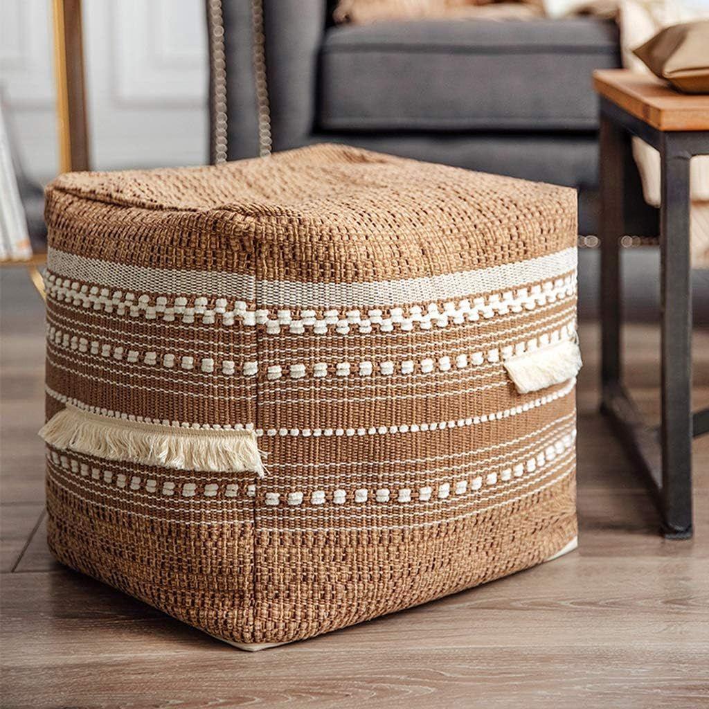 Pouf / Puff Cubo Marroquí Color Café Relan-5