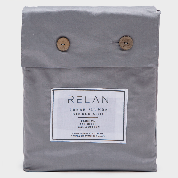 Cubre Plumón Bambú 300 Hilos Gris 1.5 Plazas Relan-4