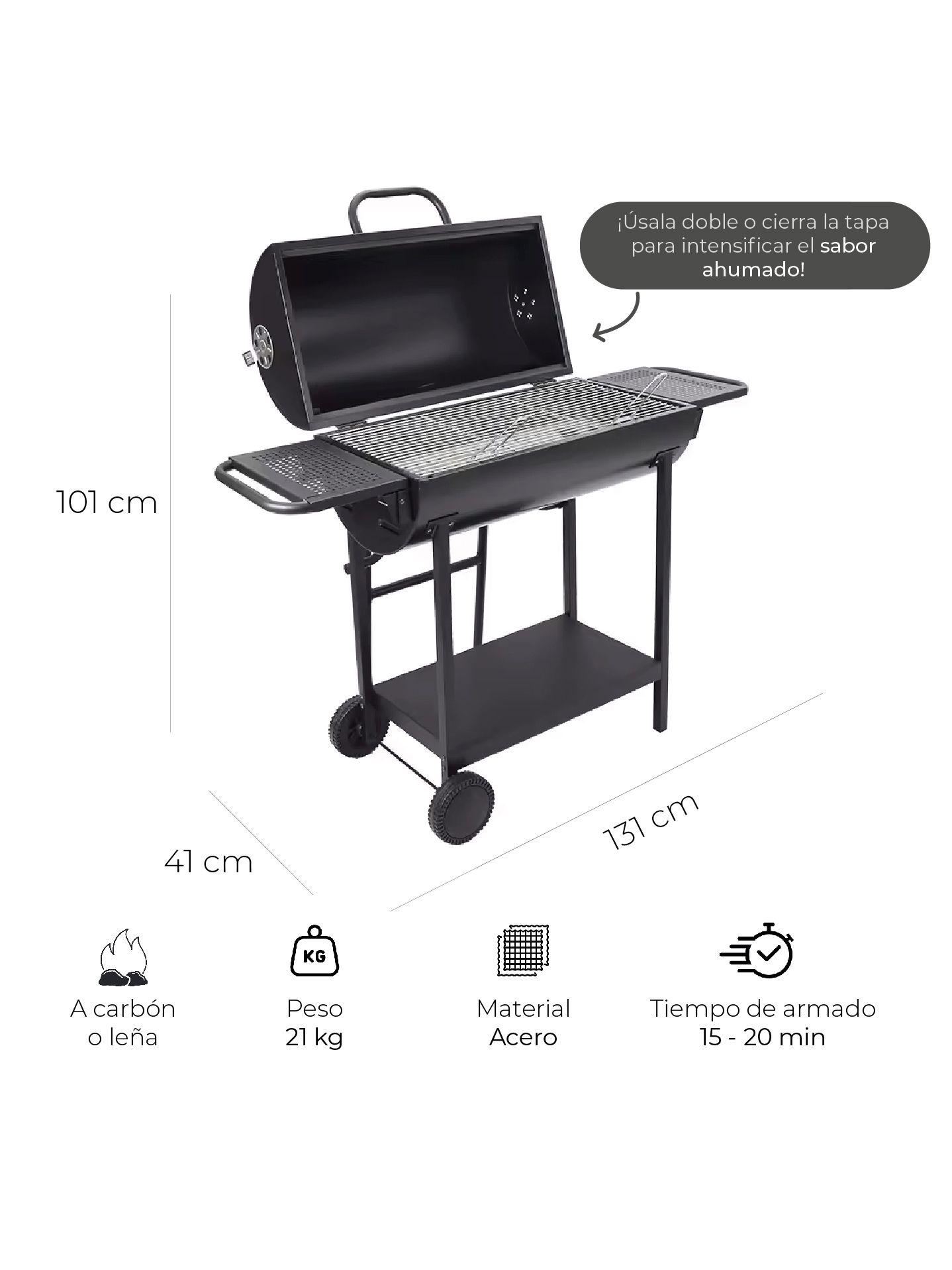 Parrilla Tambor Doble Cuerpo Relan a Carbón con Ruedas-2