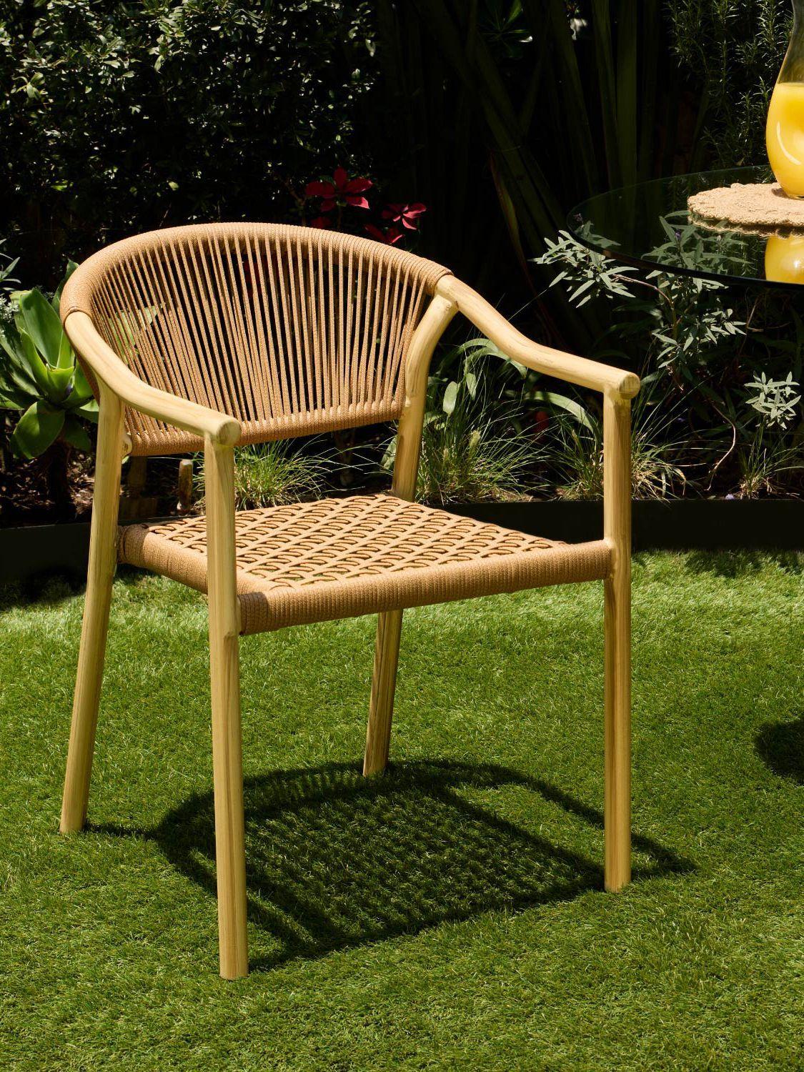Set de 2 Silla Exterior Relan Makassar Cuerda de Ratán Sintético Jardín y Terraza-6