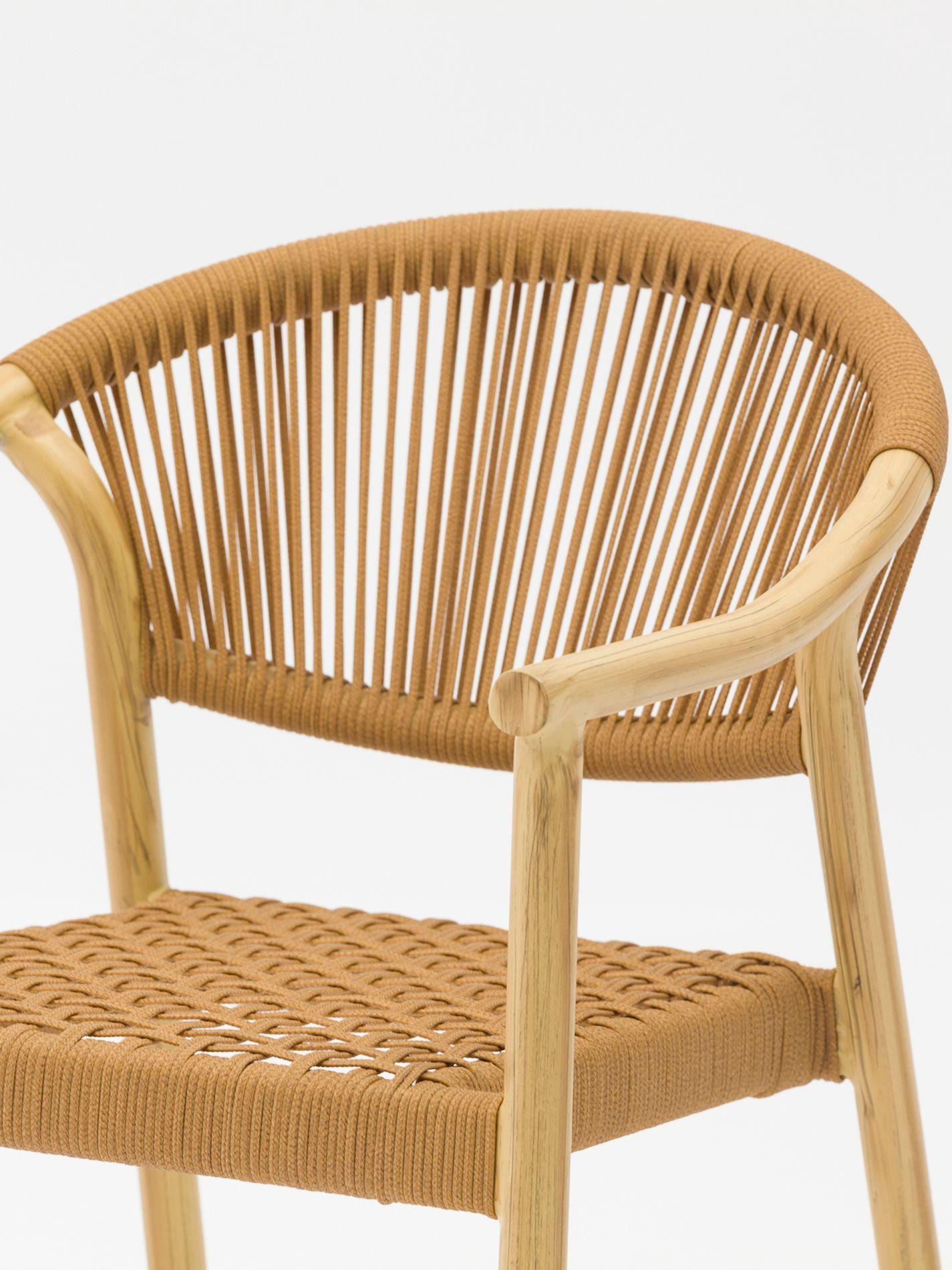 Set de 2 Silla Exterior Relan Makassar Cuerda de Ratán Sintético Jardín y Terraza-7