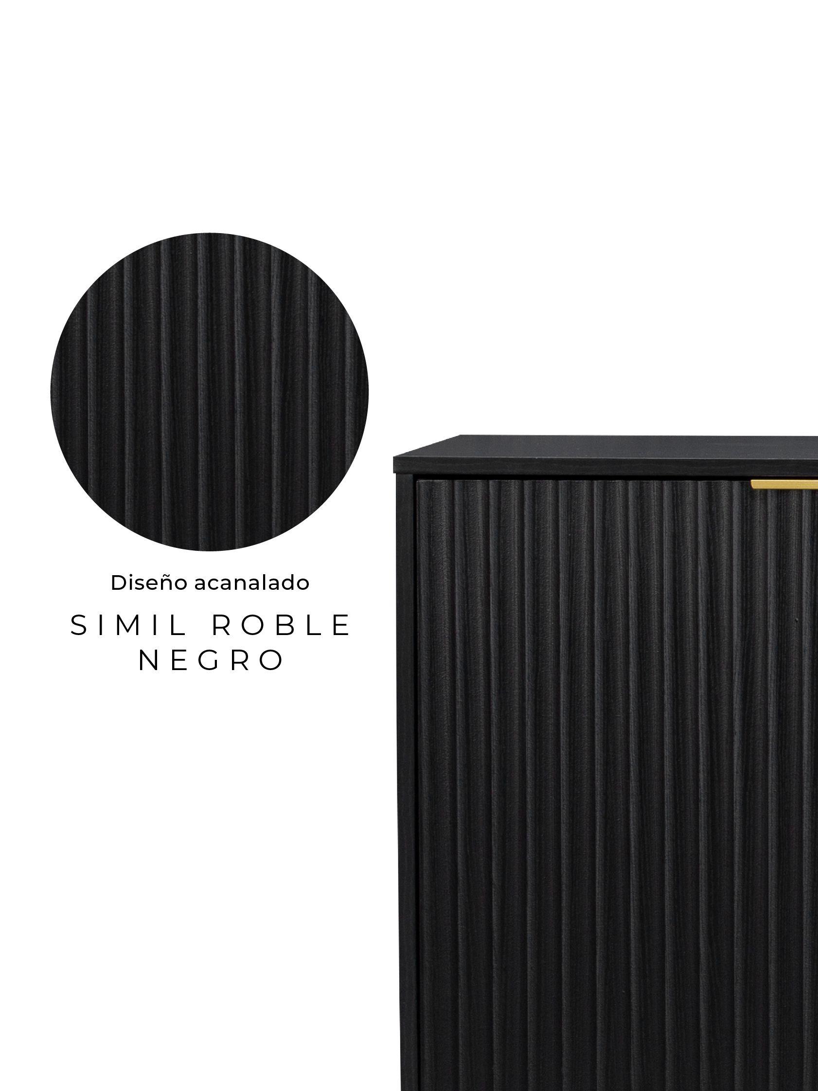 Aparador Buffet Negro Dorado Top Living Brooklyn Vajillero-4
