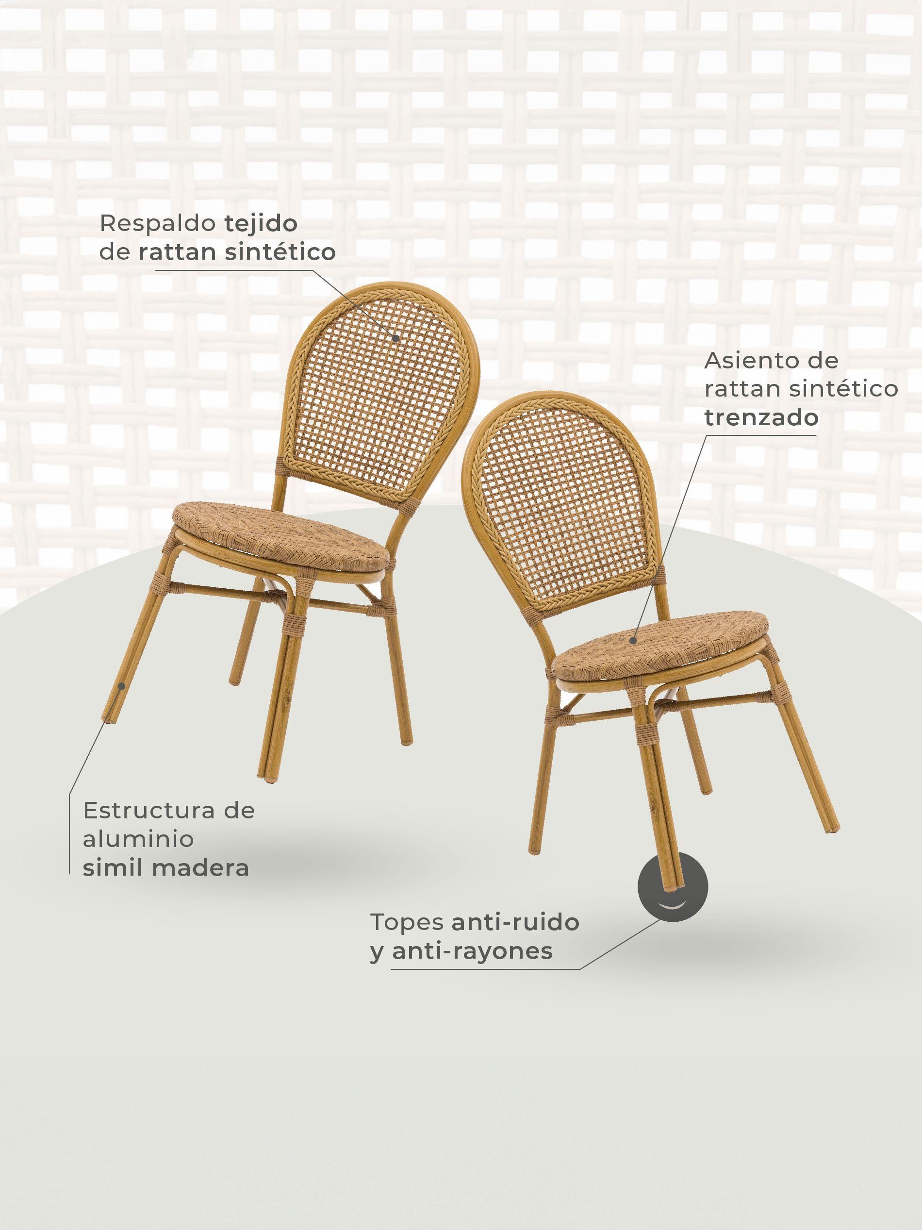 Set de 2 Silla Exterior Relan Kina Ratán Jardín y Terraza-5