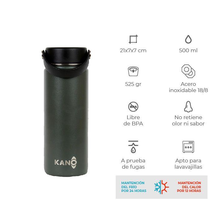 Botella Insulada Gris Oscuro 500ml / Botella Agua Kano-3