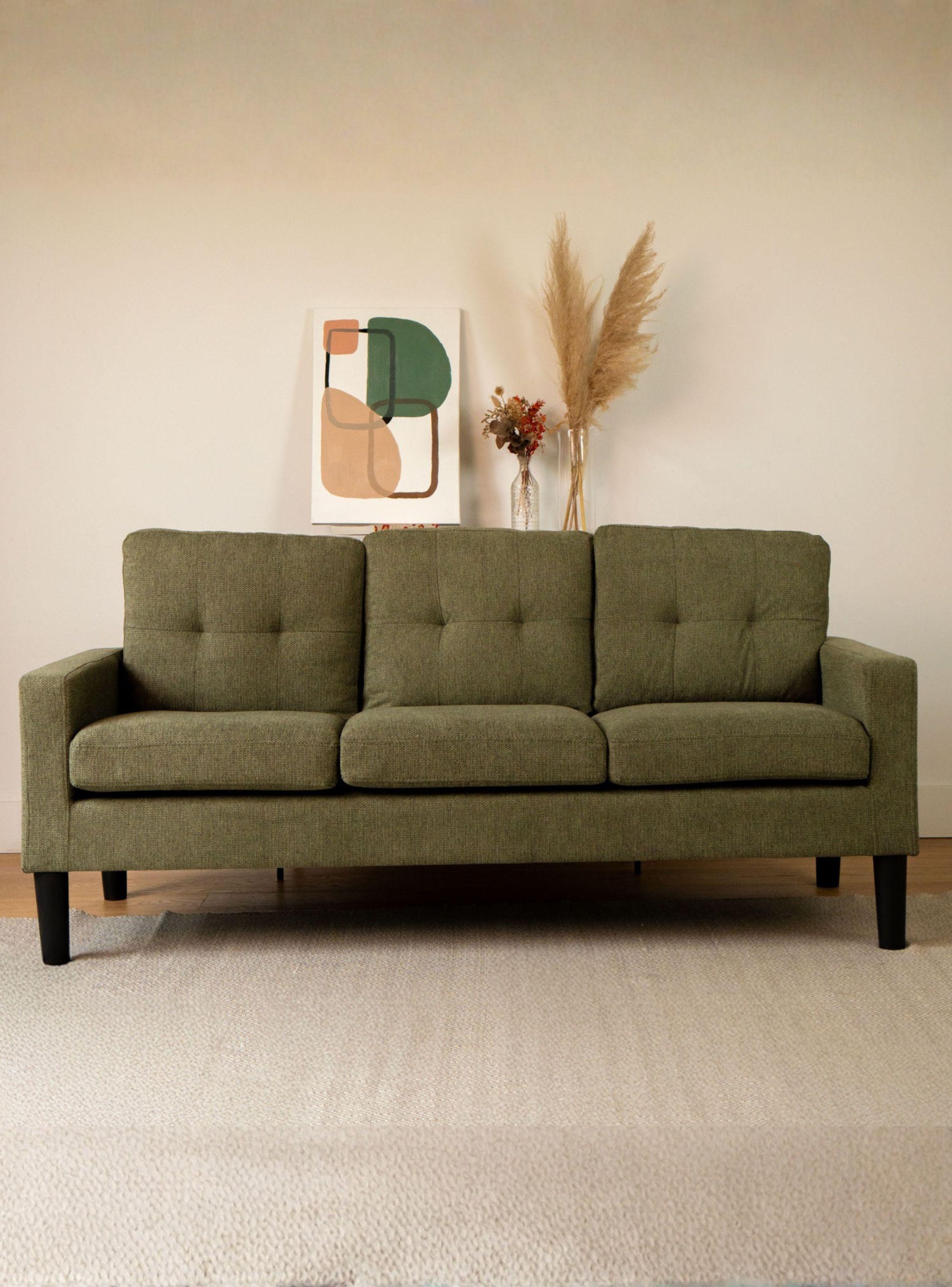 Sofá 3 Cuerpos Relan Sutri Sillon Capitoné Verde-4