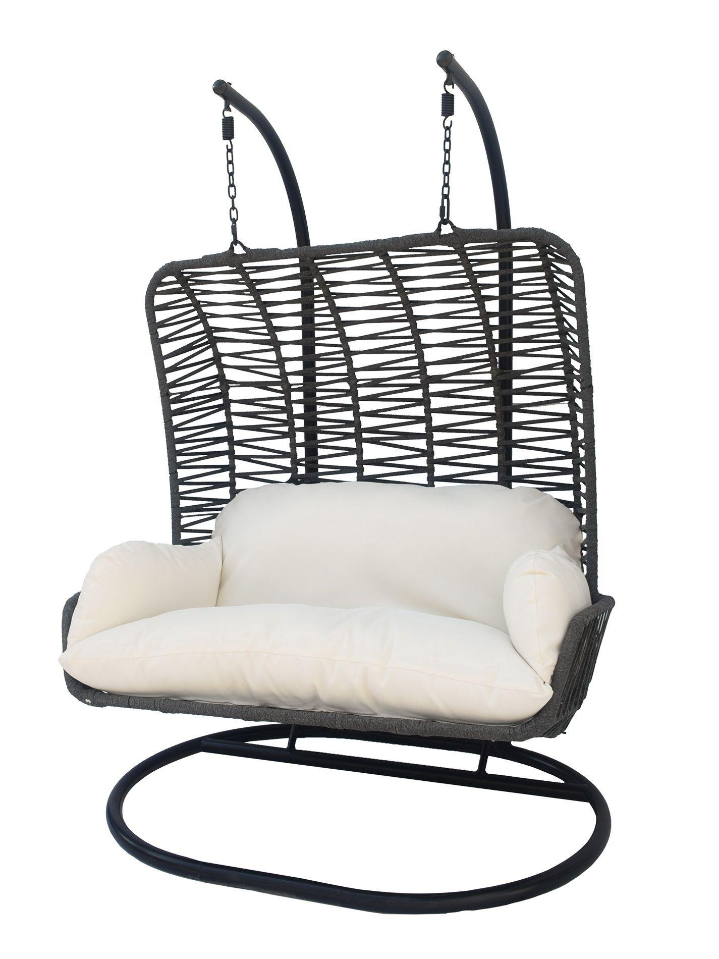 Silla Colgante Doble para Terraza con Base y Cojines-0