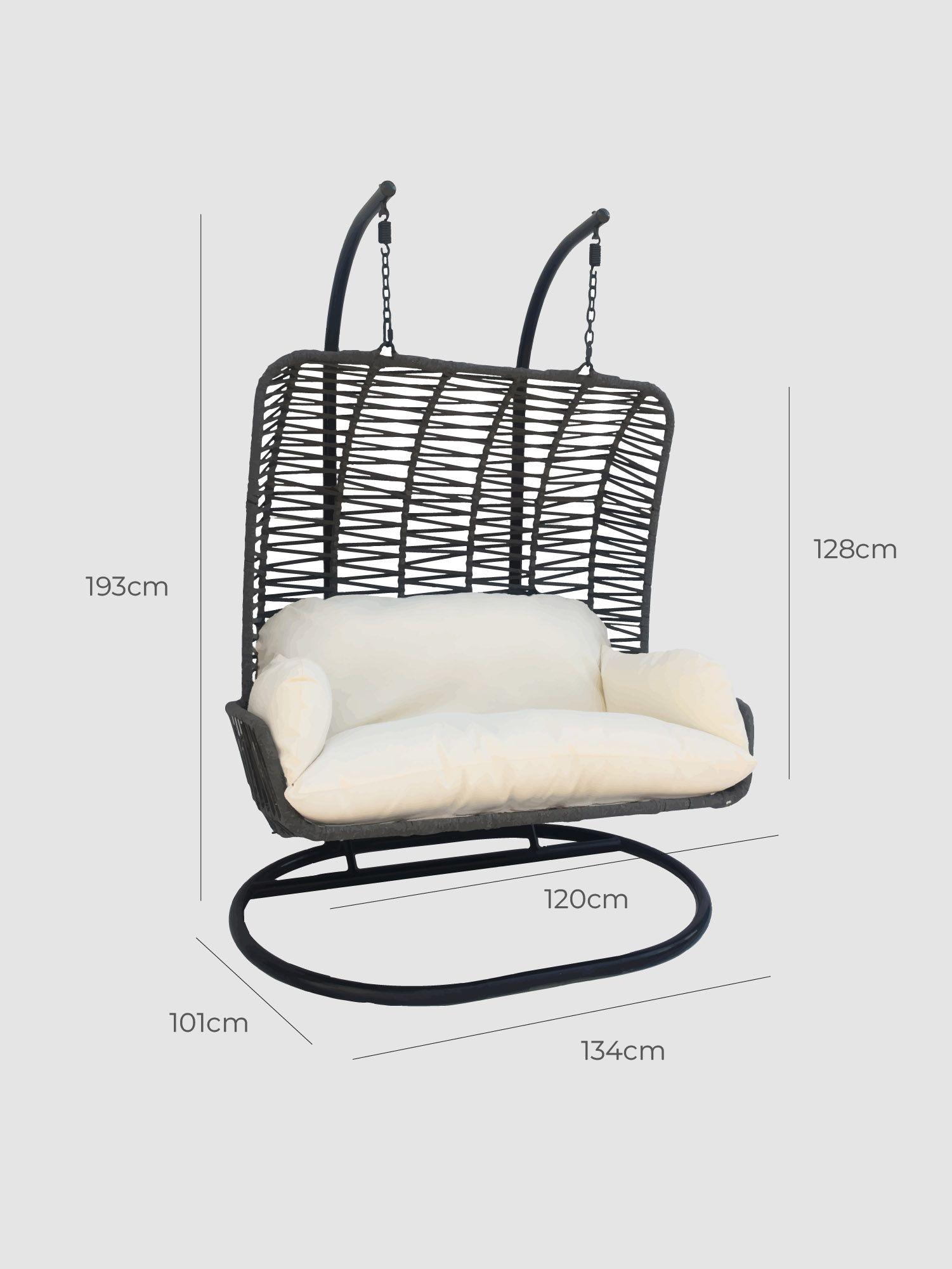 Silla Colgante Doble para Terraza con Base y Cojines-2