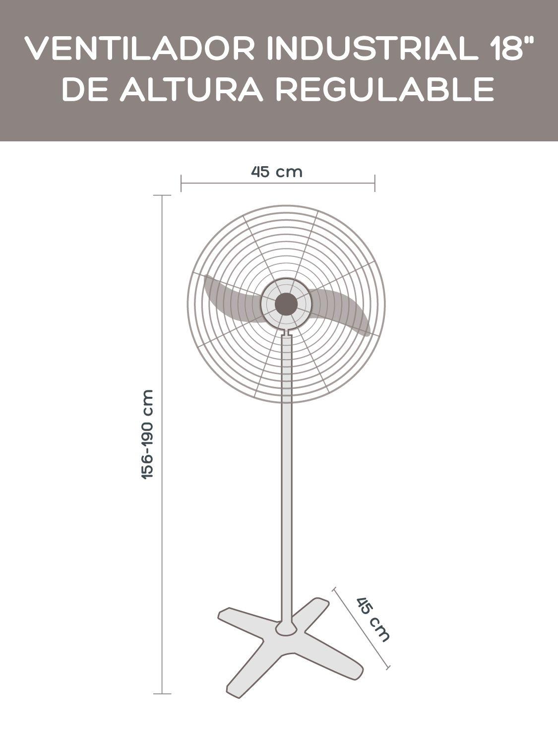 Ventilador Industrial Halten 18" Gran Potencia 190 Cm-1