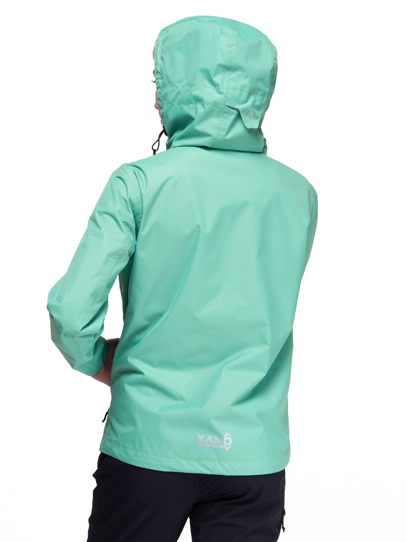 Chaqueta Cortavientos Impermeable Mujer Verde con Gorro-2