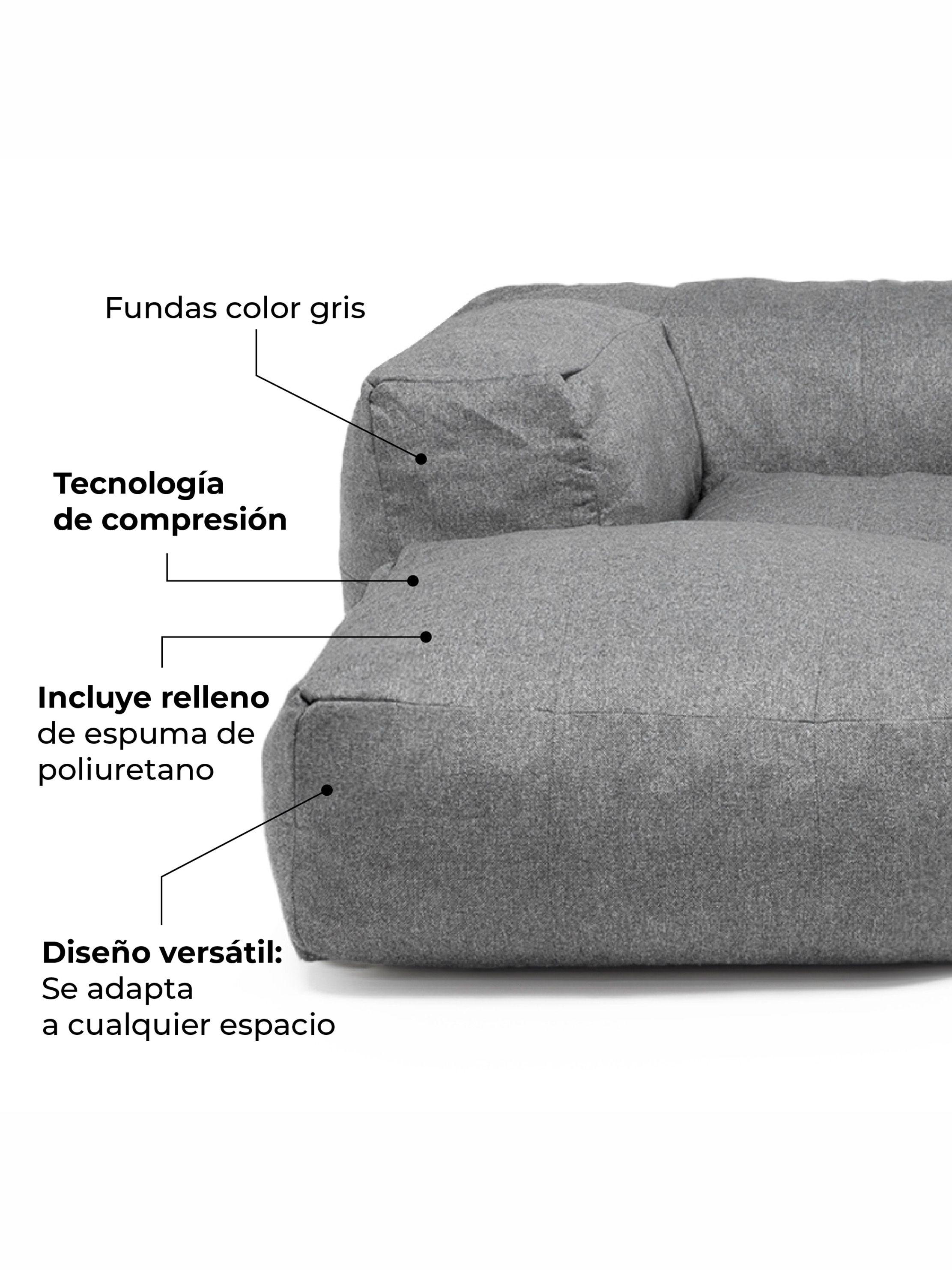 Sillón Pouf Seccional Gris / Pouf Sala de Estar Relan-4