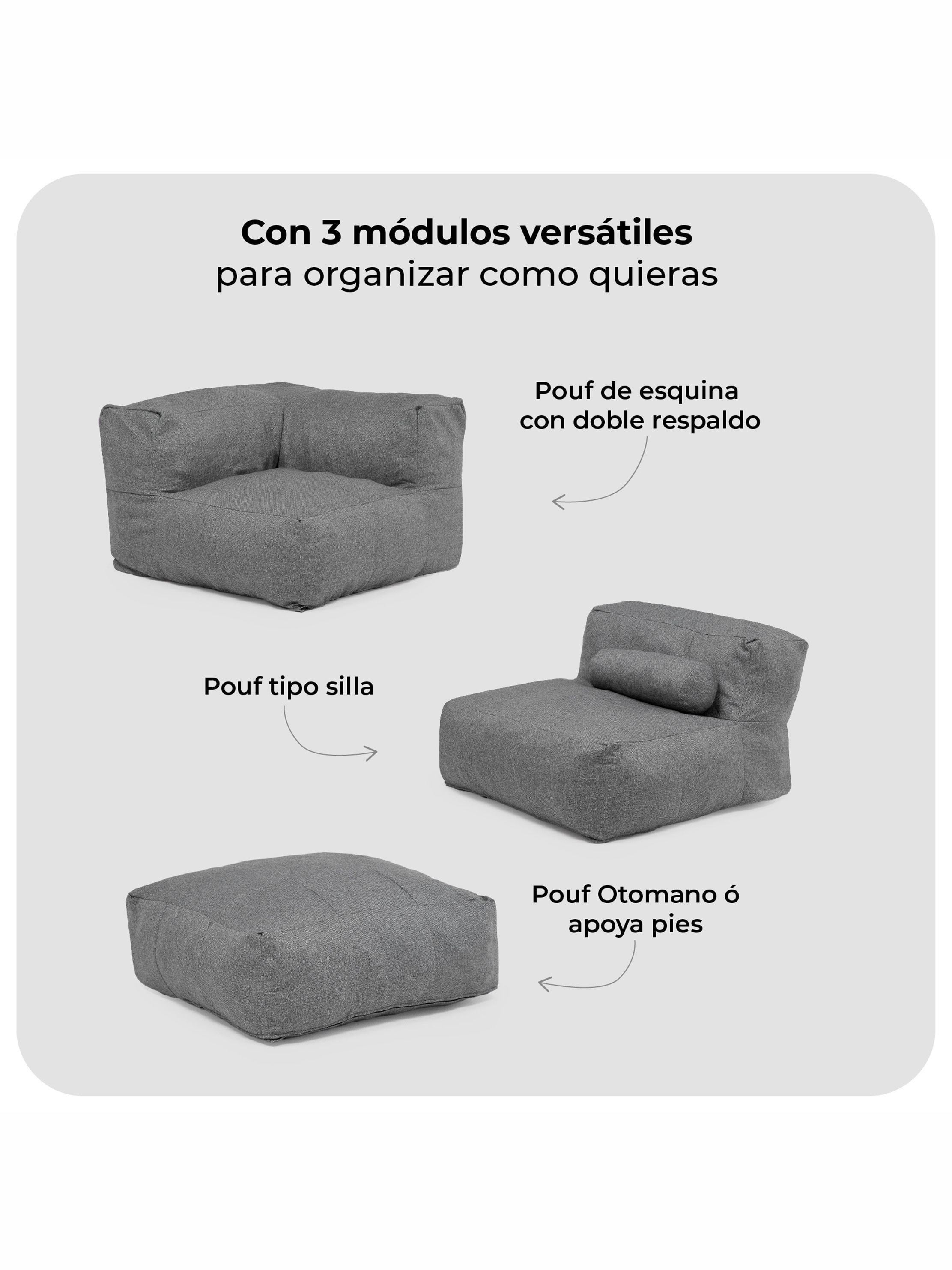 Sillón Pouf Seccional Gris / Pouf Sala de Estar Relan-5