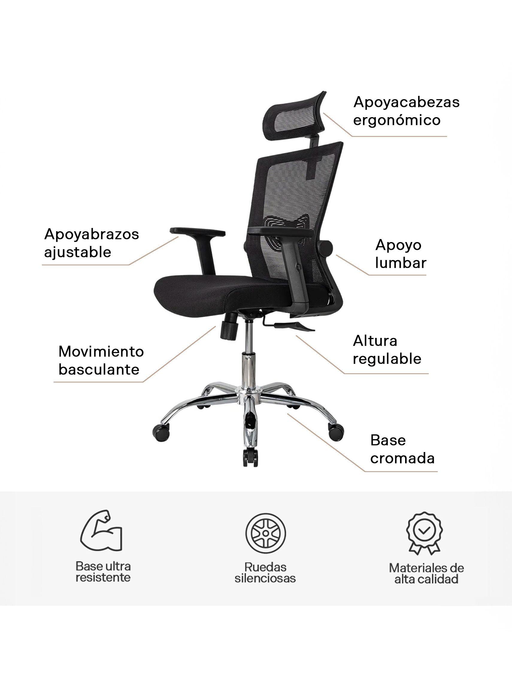 Silla de Oficina Presidente Ergonomus Delphi Base Cromada-3