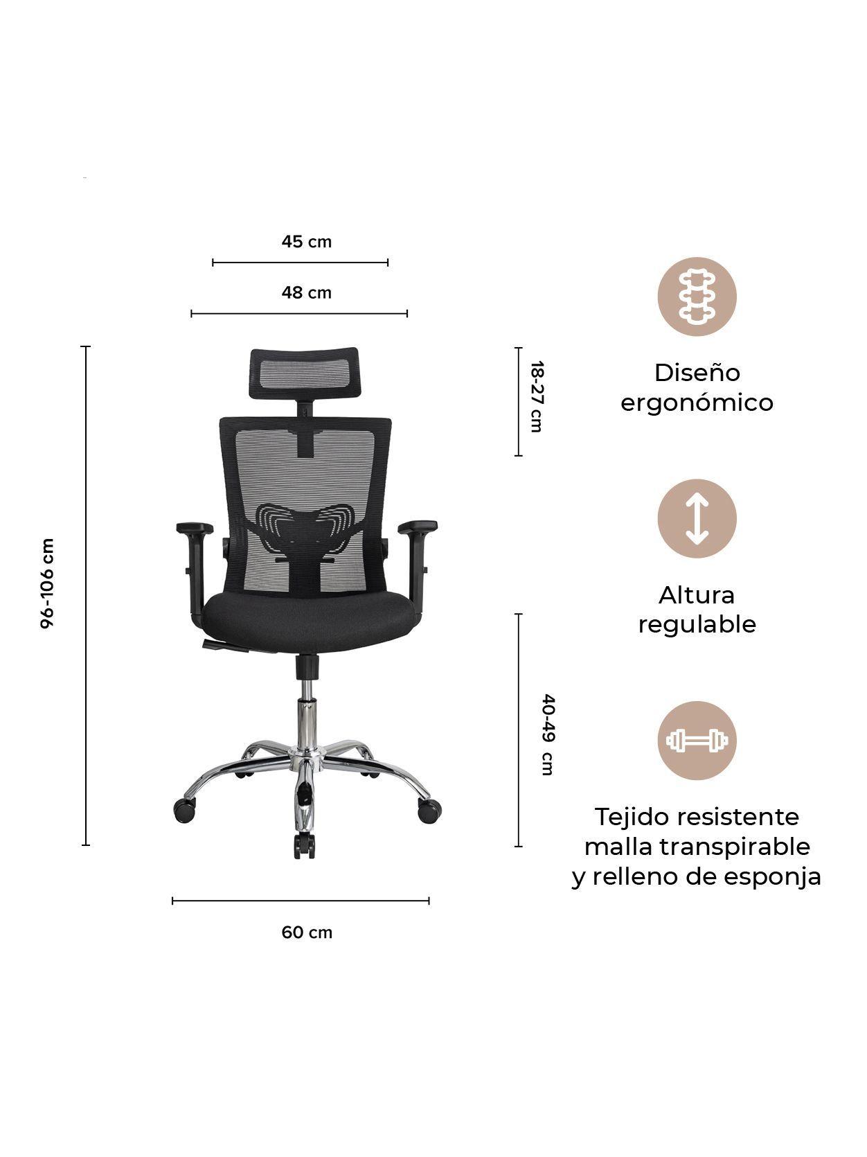 Silla de Oficina Presidente Ergonomus Delphi Base Cromada-2