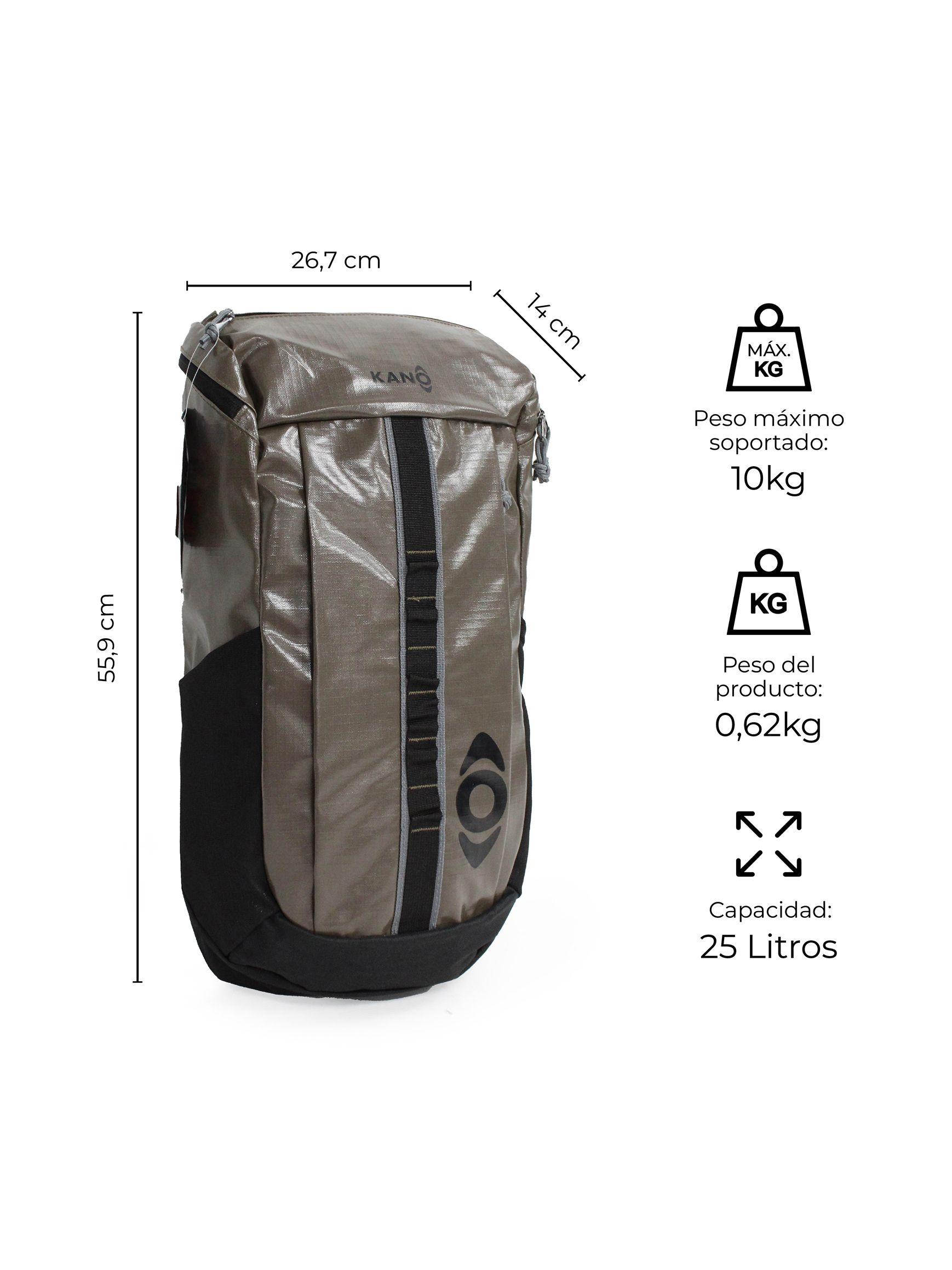 Mochila Outdoor Kano 25L Trekking Camping Resistente Marrón-4