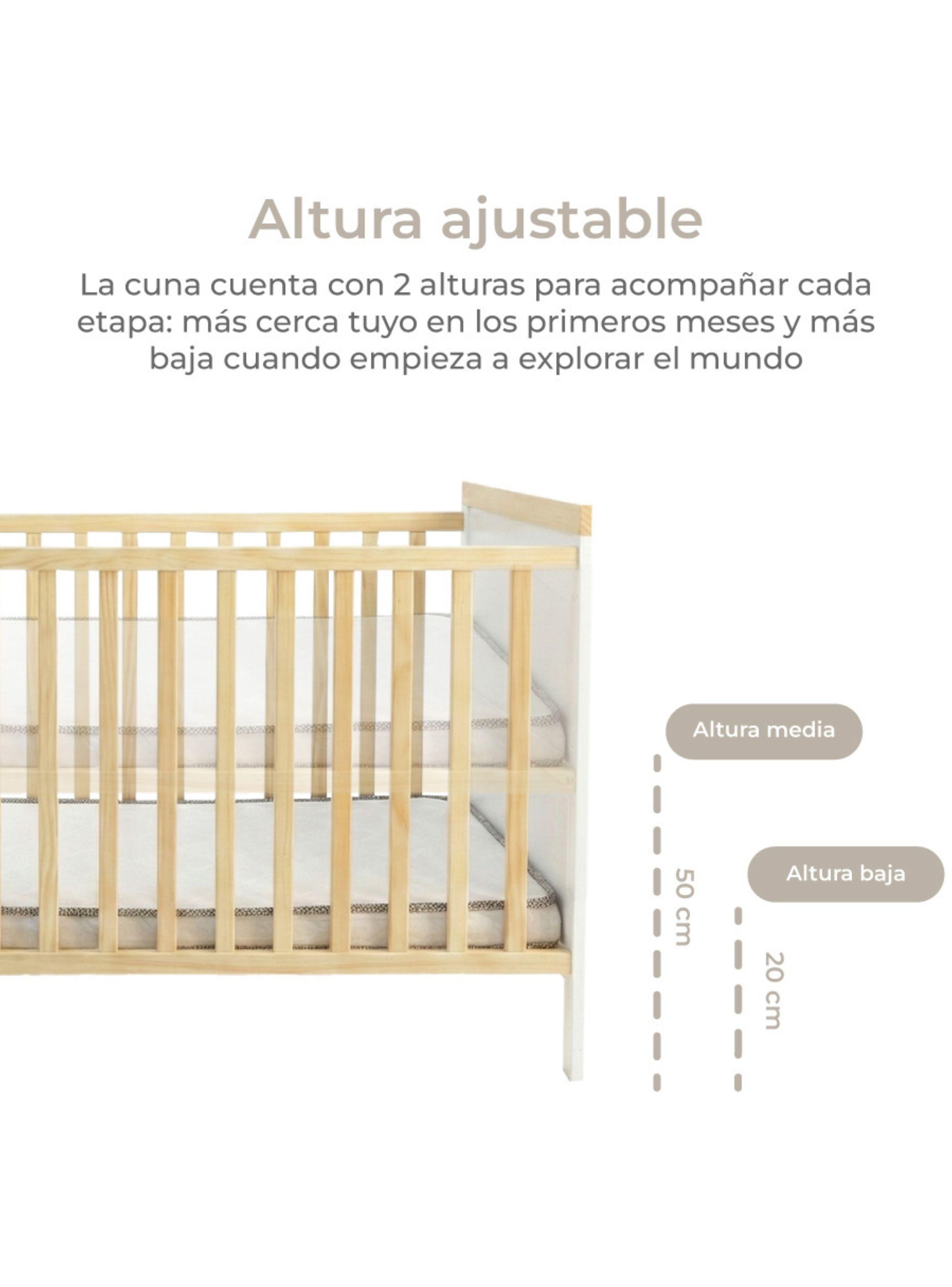 Cuna de Madera Funcional Aurora Relan Evolutiva 2 en 1 Con Colchón-6