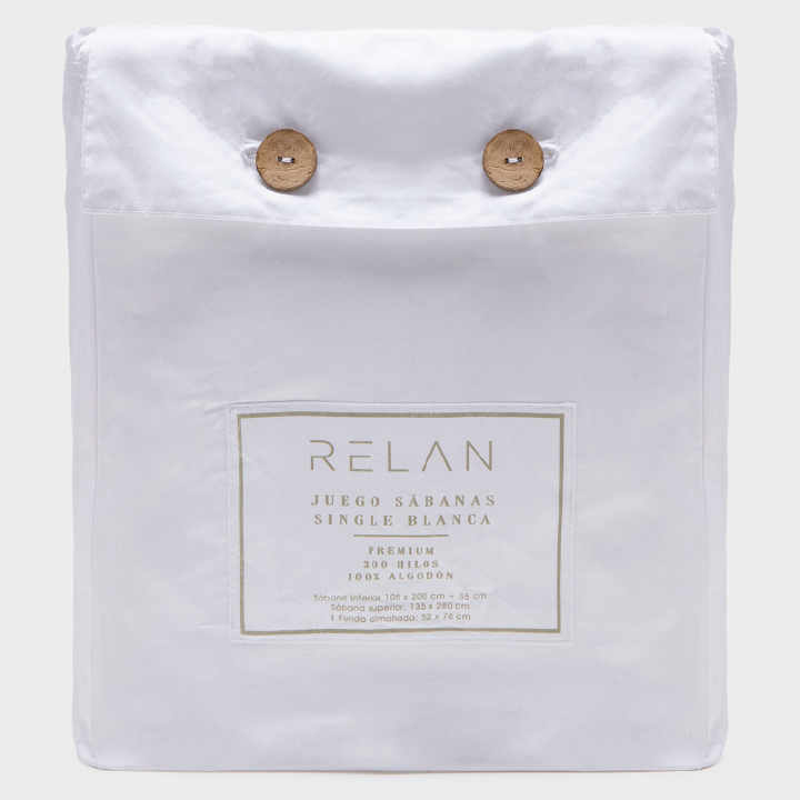 Juego de Sábanas 1000 Hilos de Algodón Blanco 1,5 Plazas Relan-1