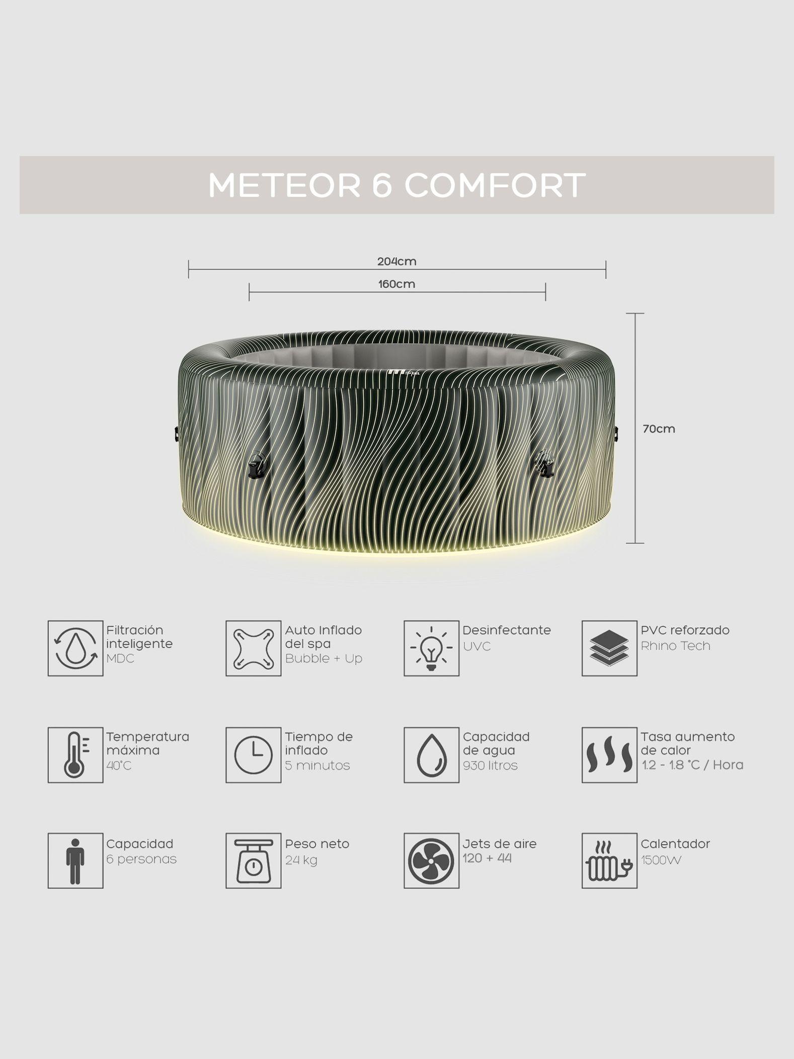 Hot Tub Inflable MSpa Meteor Comfort con Luces 6 Personas-2