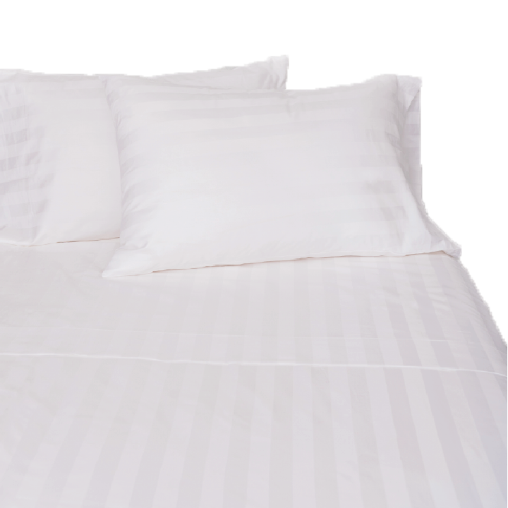 Juego de Sábanas Rayadas 600 Hilos de Algodón Blanco Super King Relan-1