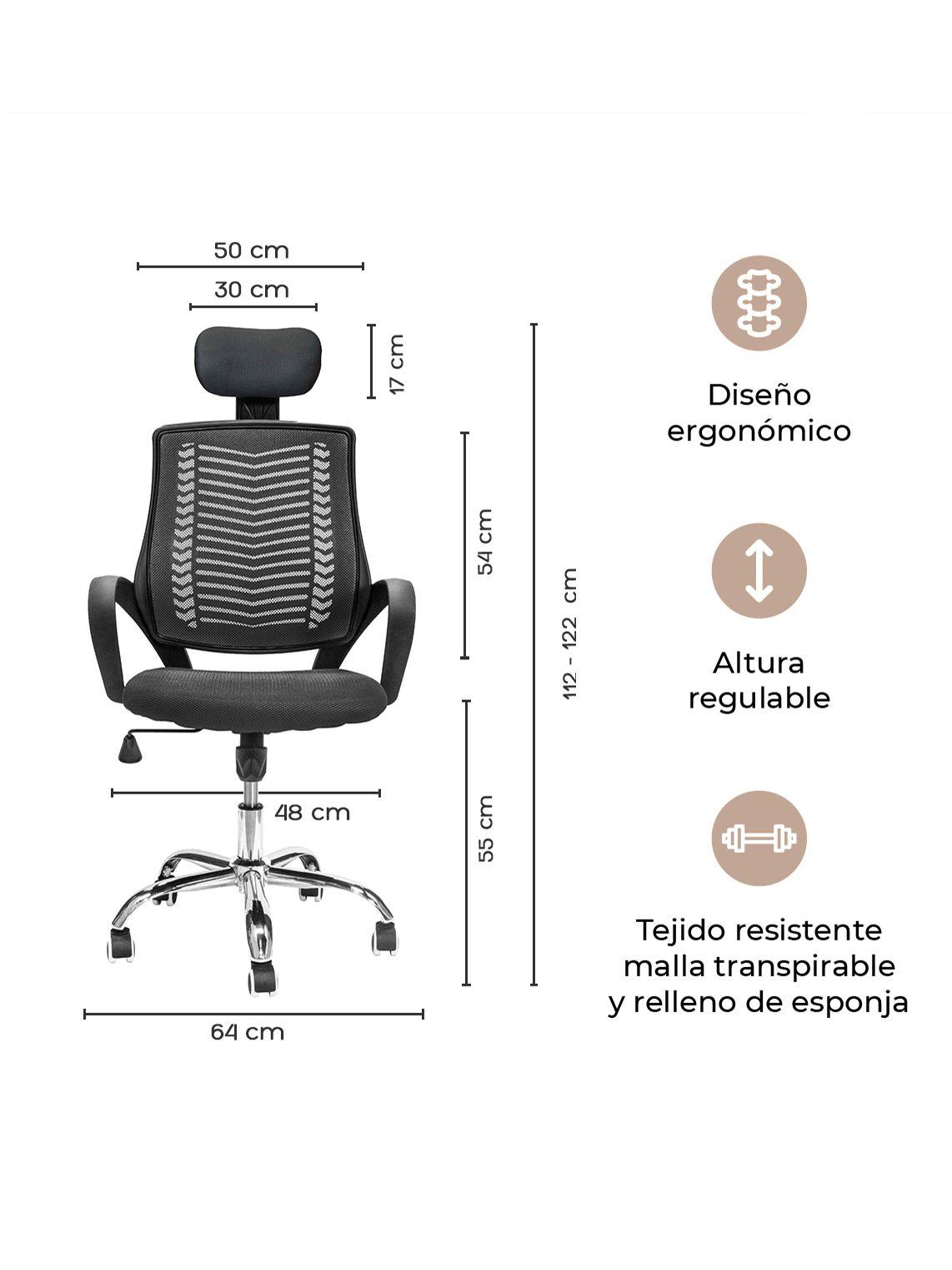 Silla de Escritorio Ejecutiva Top Living Con Cabecero Negro-2