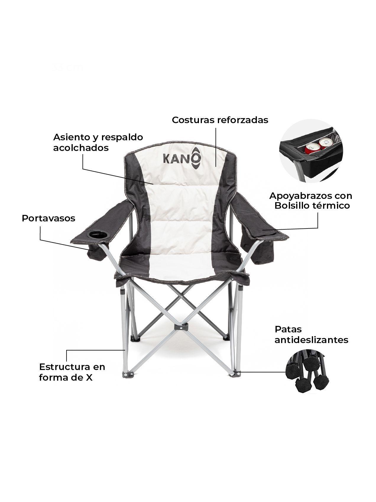 Silla Plegable Para Camping Kano Cucao Reforzada Acolchada-3