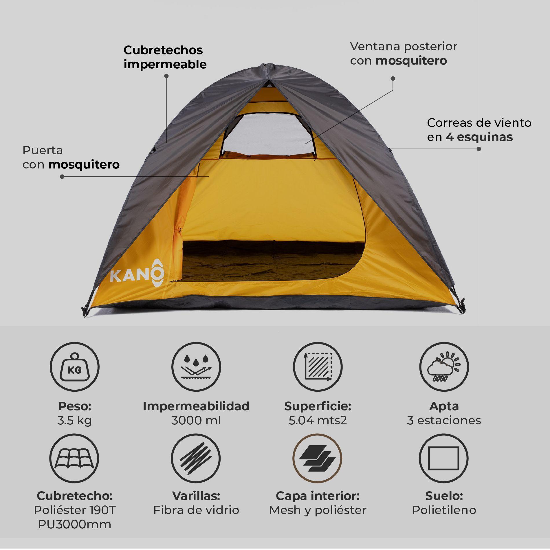 Carpa Rupanco Camping 4 personas Impermeable 3000mm-2