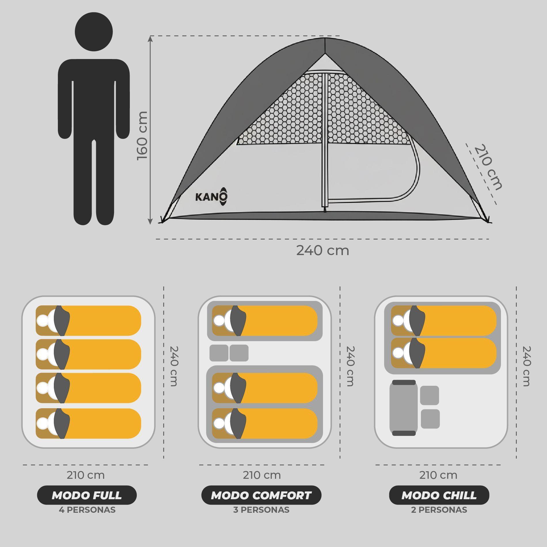 Carpa Rupanco Camping 4 personas Impermeable 3000mm-4