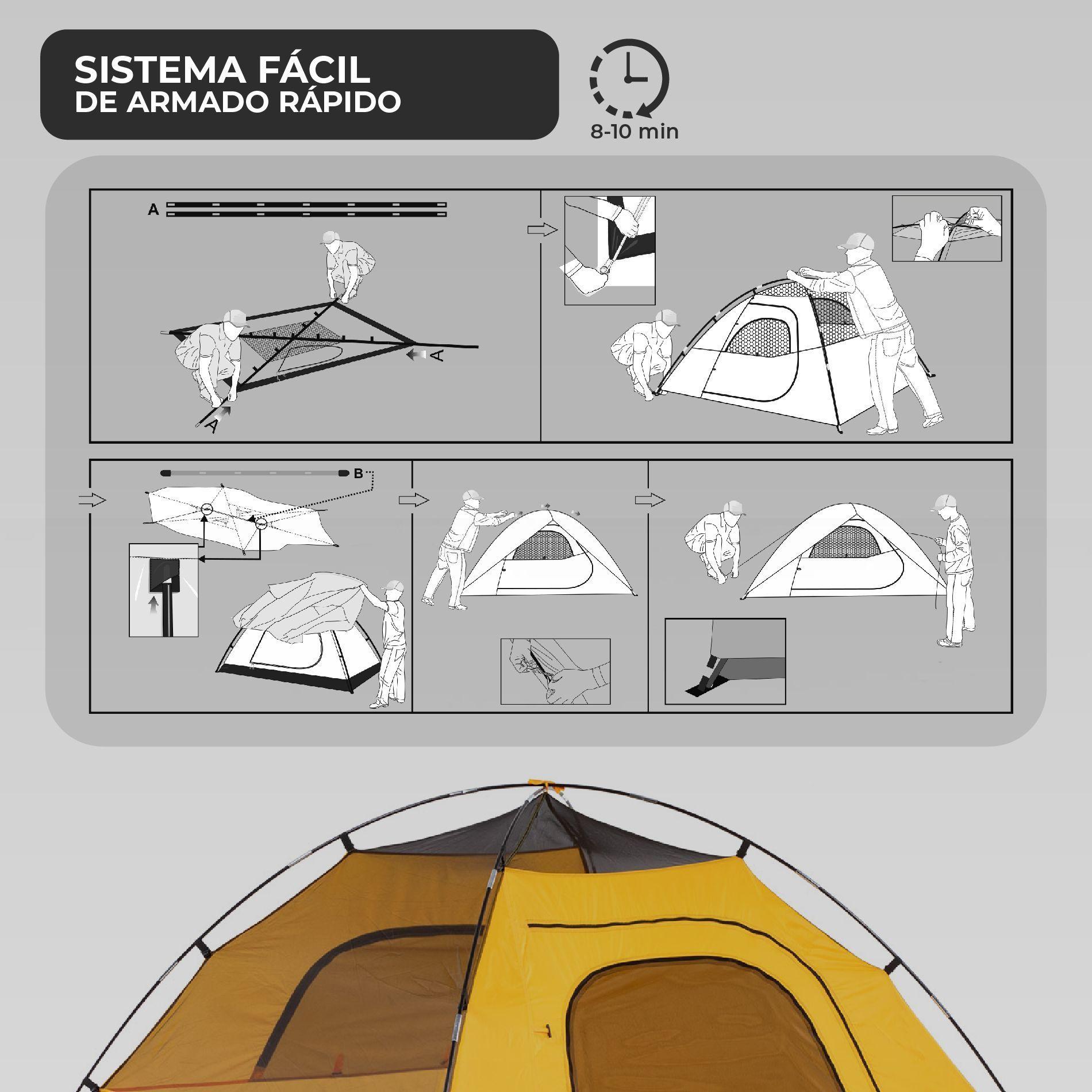 Carpa Rupanco Camping 4 personas Impermeable 3000mm-5
