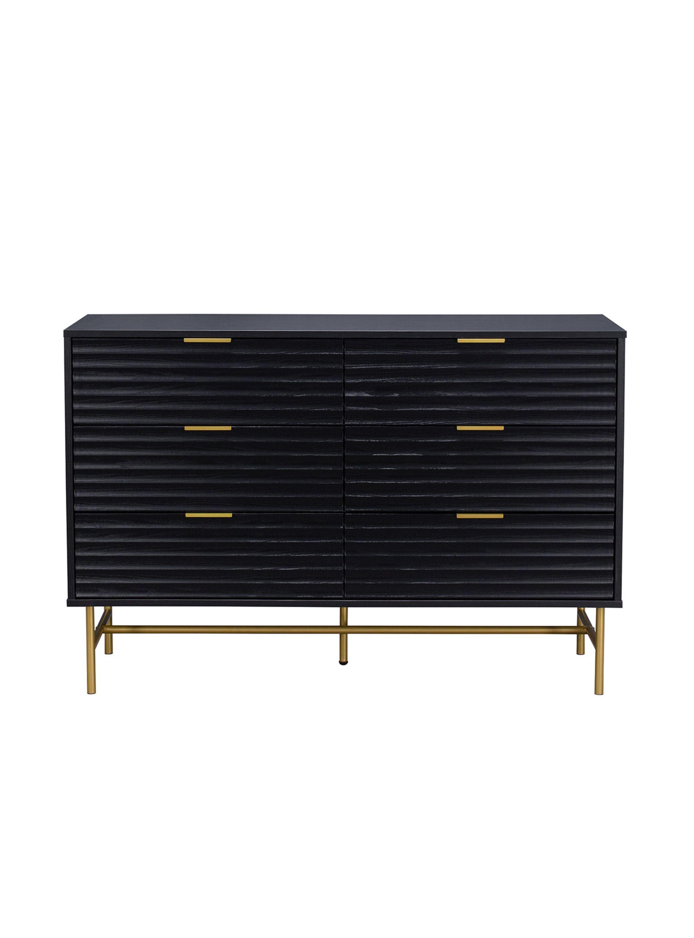 Cómoda Cajonera Harlem Relan Diseño Acanalado Con 6 Cajones Color Café Claro-3