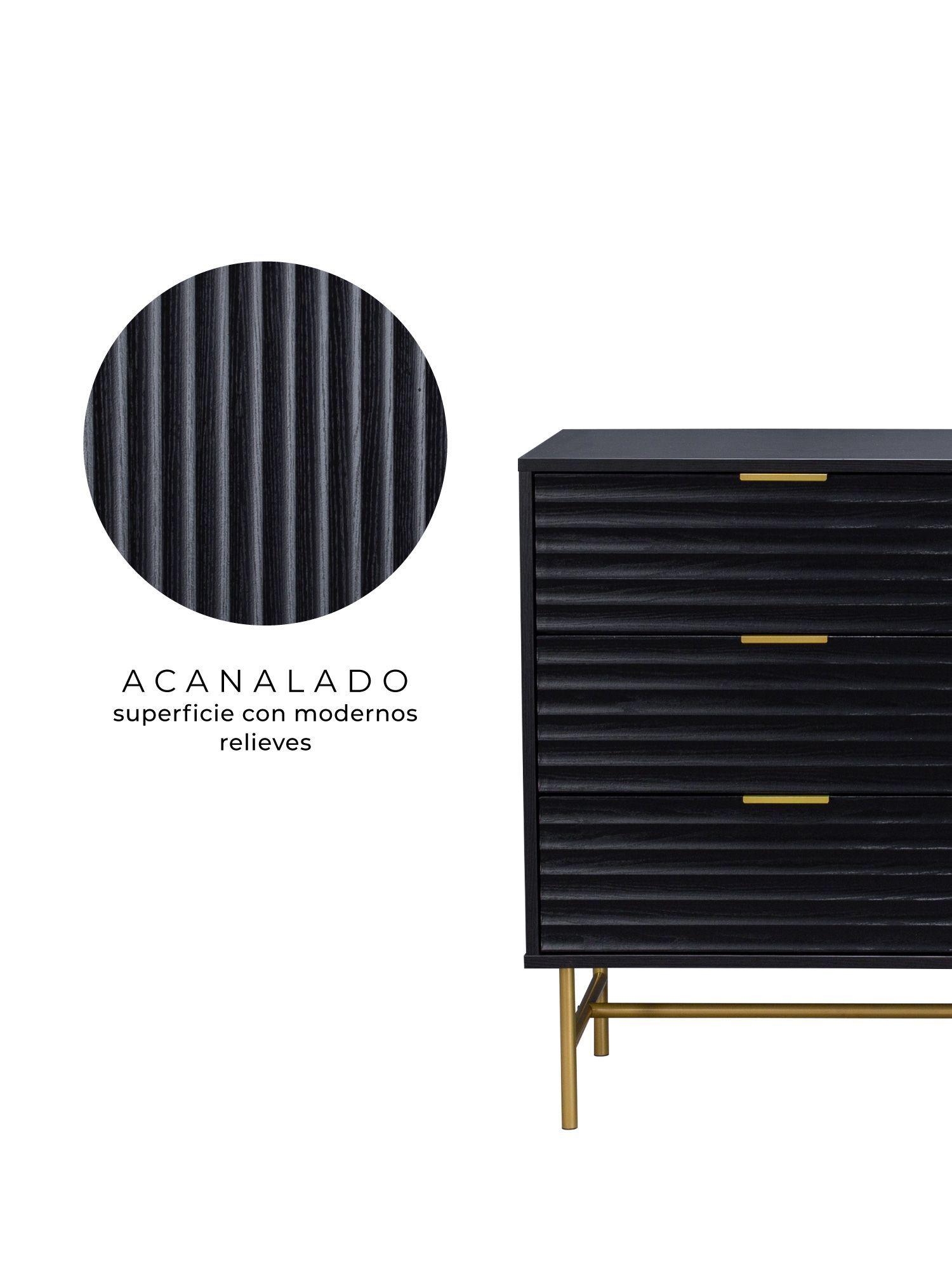 Cómoda Cajonera Harlem Relan Diseño Acanalado Con 6 Cajones Color Café Claro-5