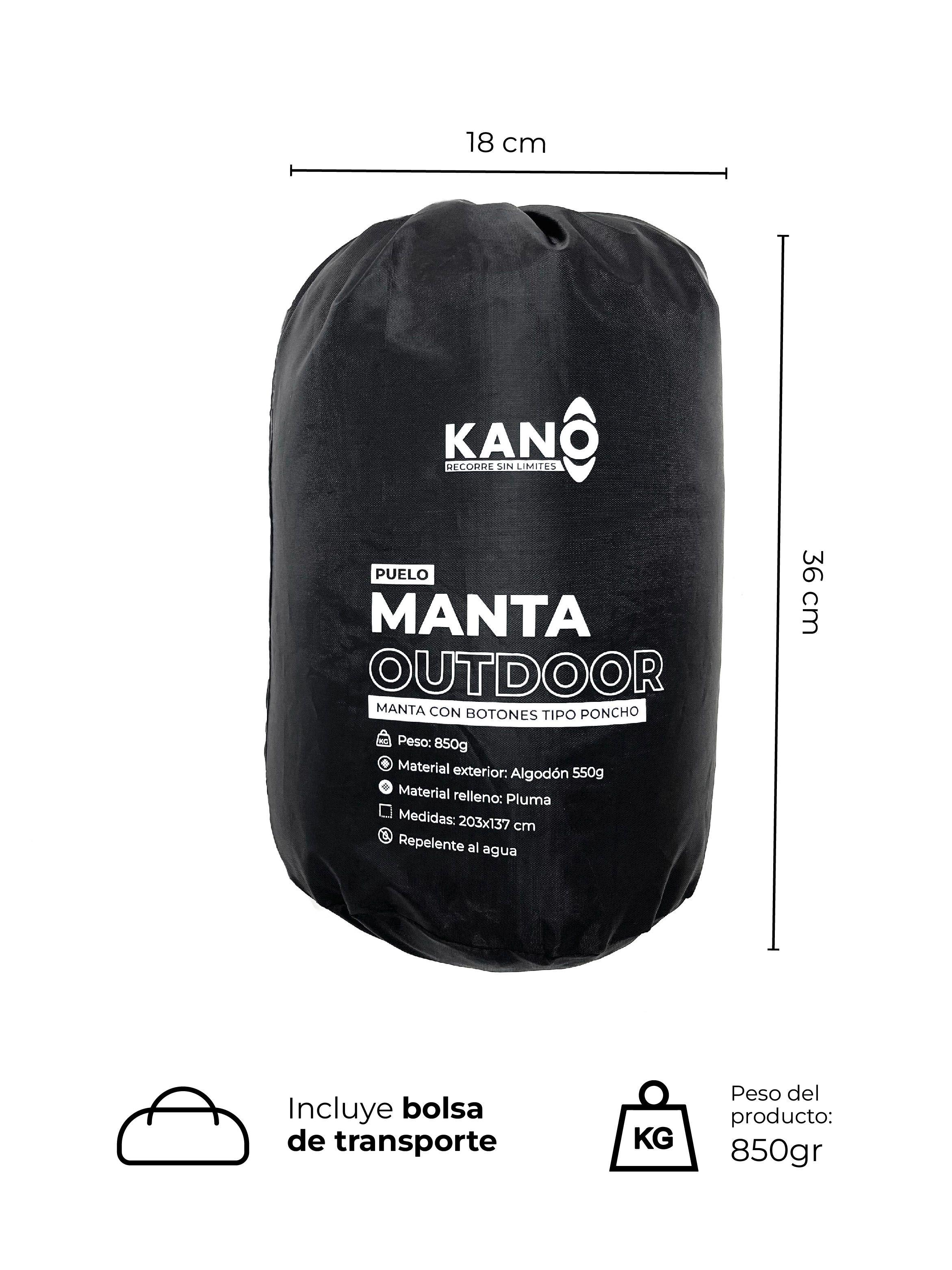 Manta Térmica Camping Kano con Botones Tipo Poncho Negro-4
