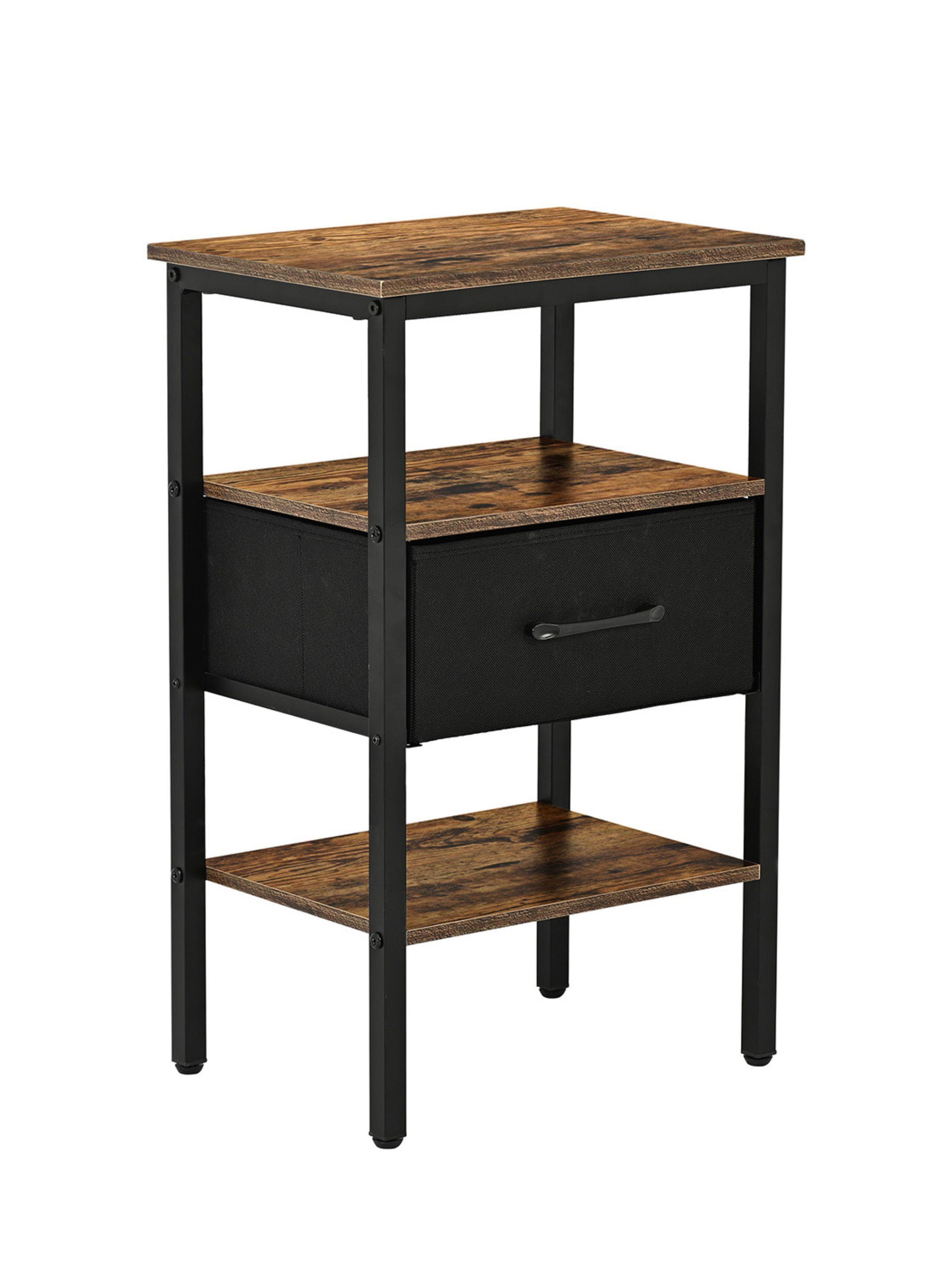 Velador Moderno Relan Estilo Industrial Con Cajón y Repisa-6