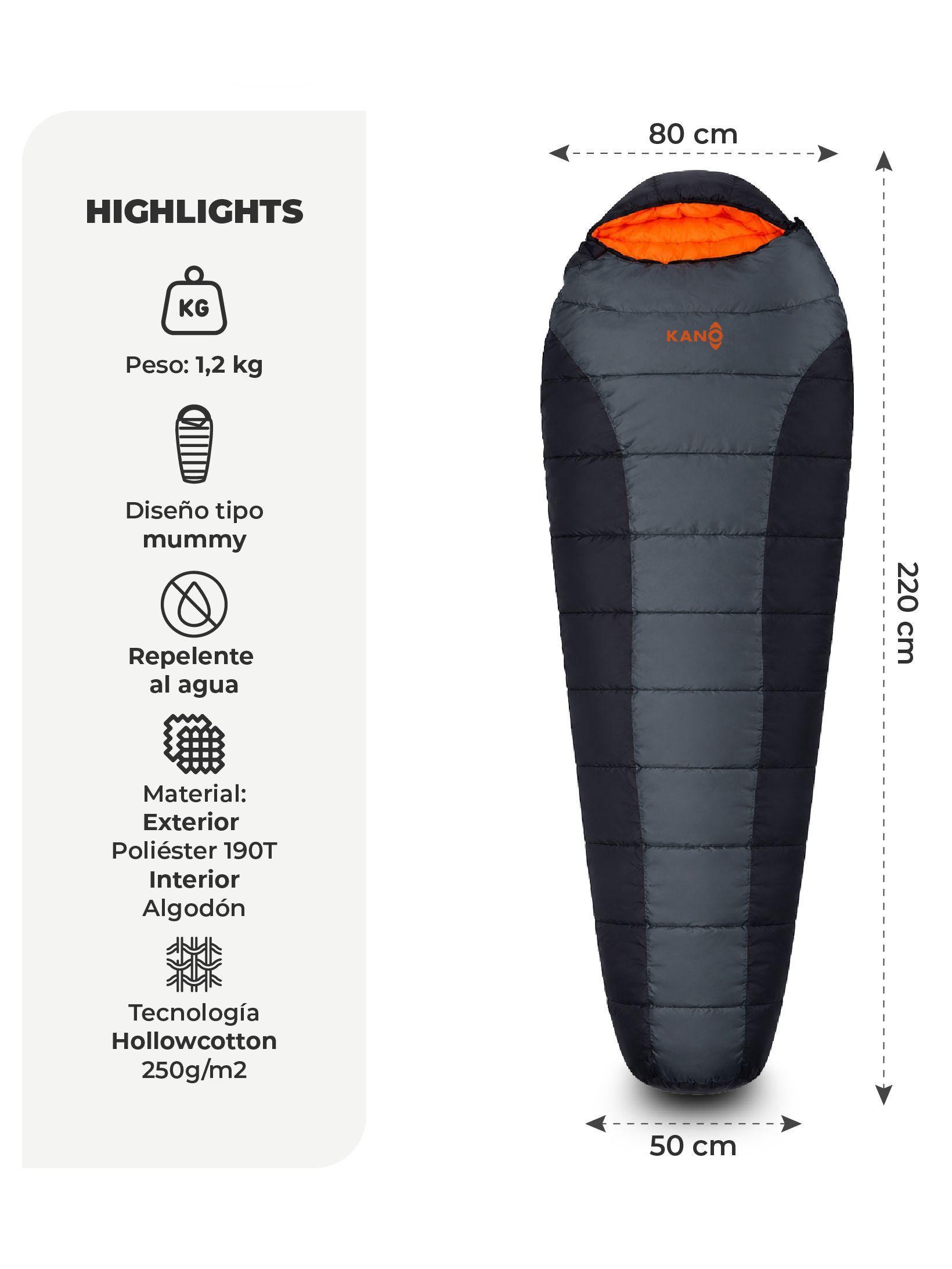 Saco de Dormir Kano El Plomo 0 / 5 / 15°C 1,2 Kg Gris-3