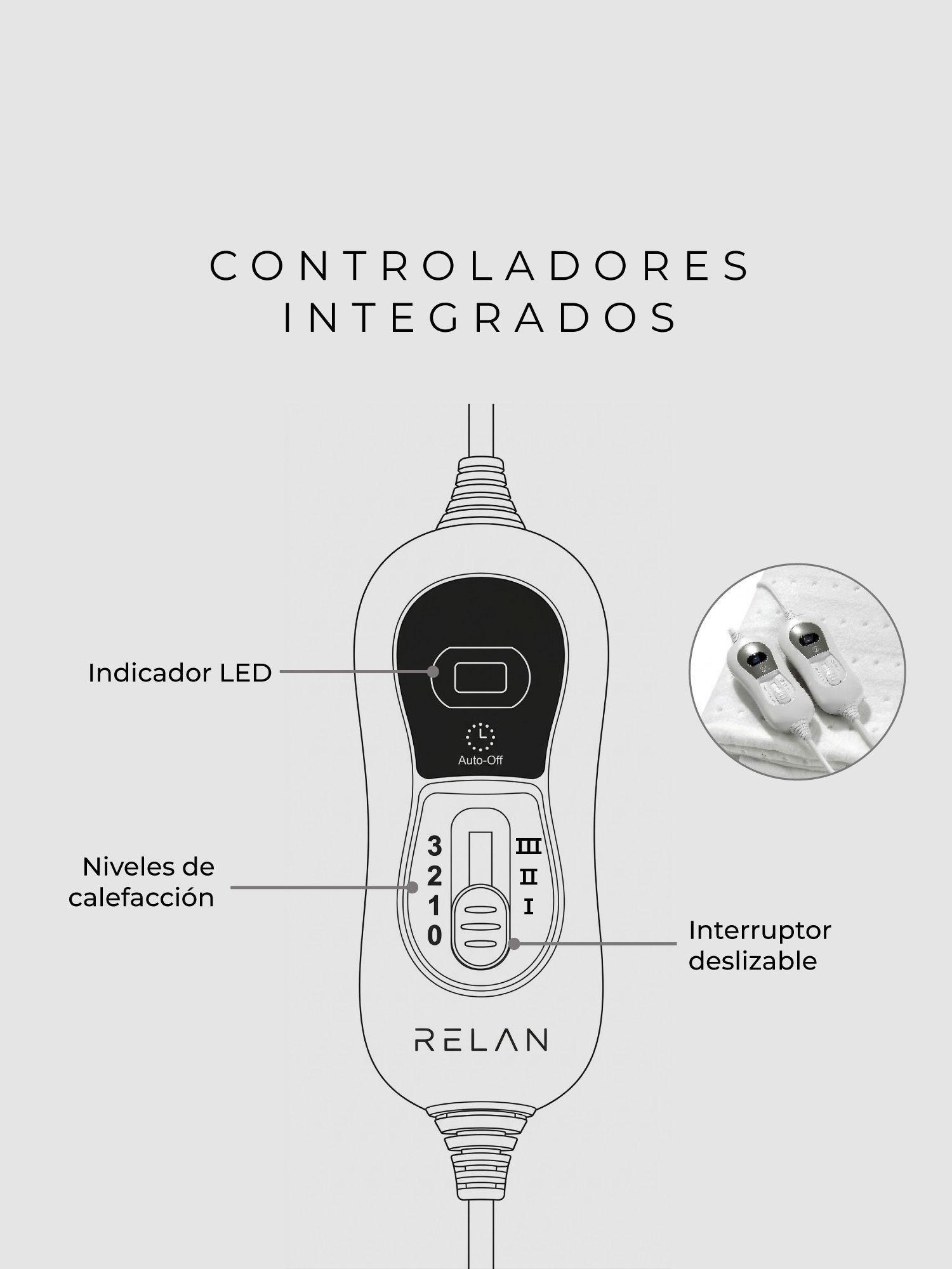 Calienta Cama Eléctrico Relan King 2 Zonas 6 Niveles de Calor-4