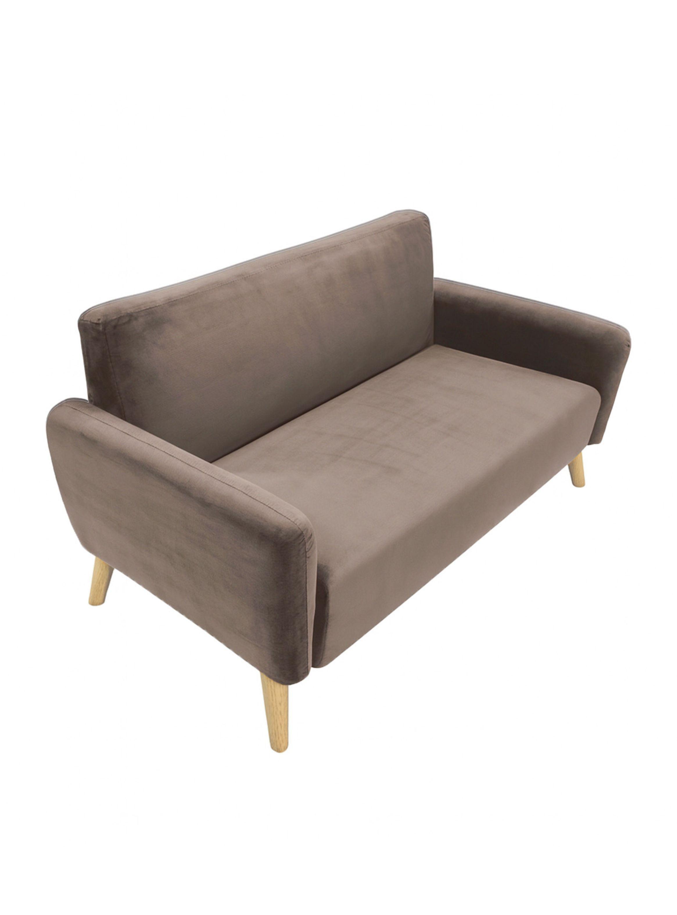 Sofá 2 Cuerpos Nemi Relan Tapizado en Terciopelo Color Café -7