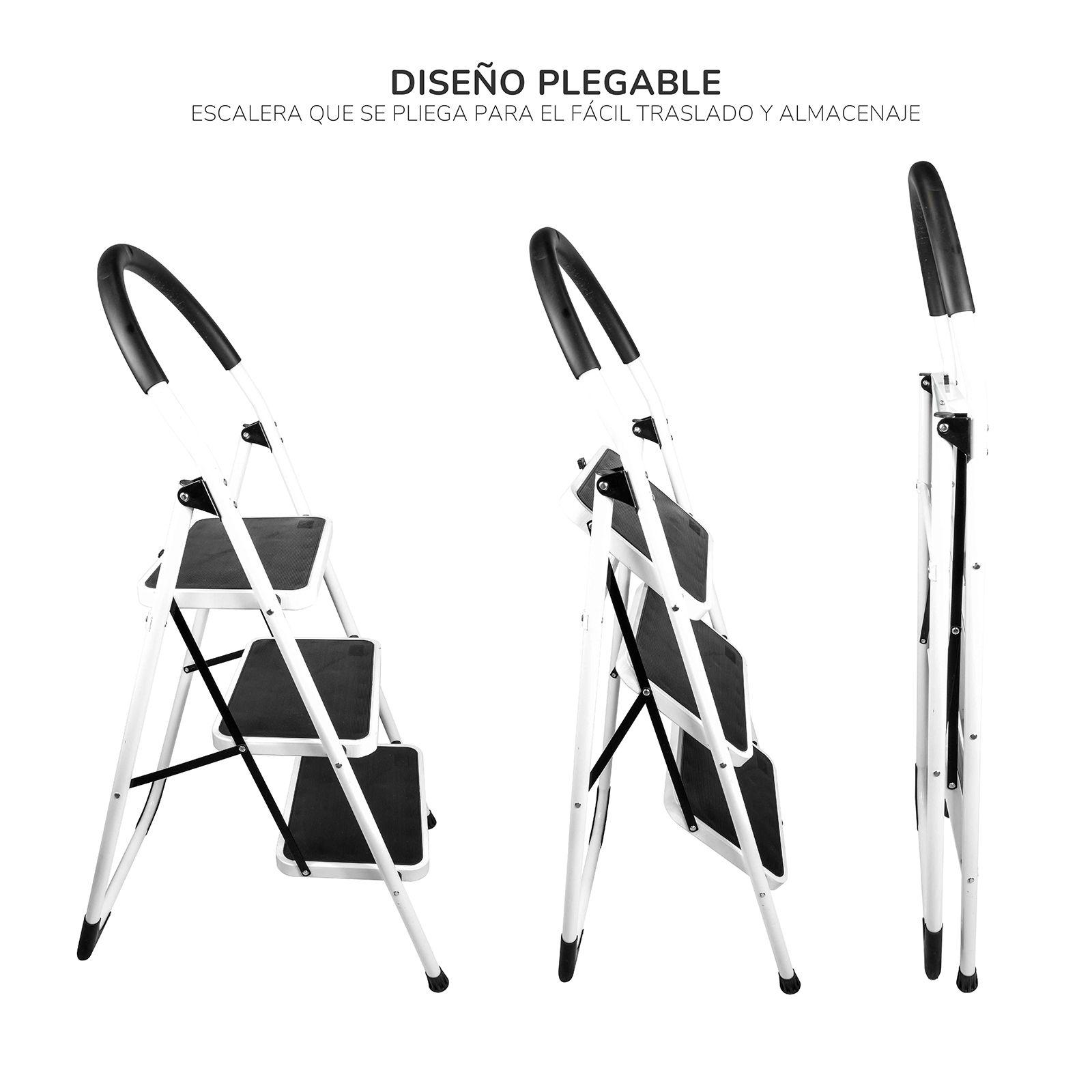Escalera Taburete Plegable Relan 3 Peldaños Antideslizantes-3