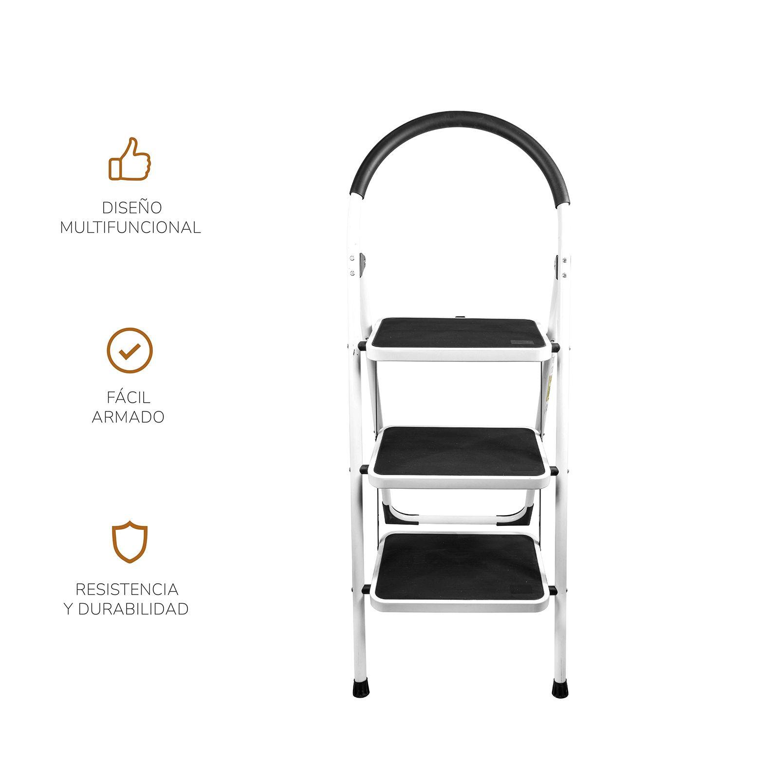 Escalera Taburete Plegable Relan 3 Peldaños Antideslizantes-4