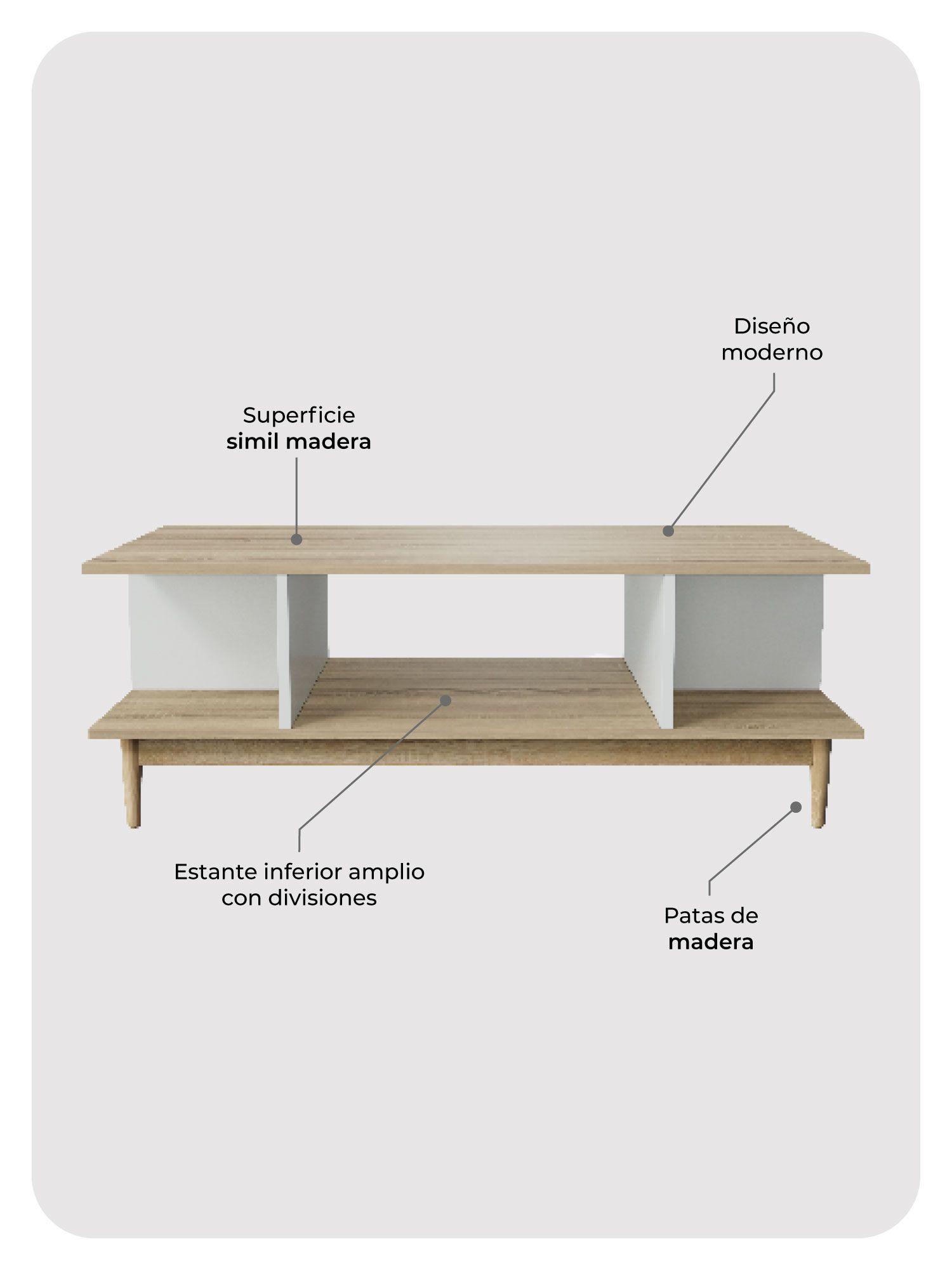 Mesa de Centro Top Living Bari Rectangular Lateral Nórdica-4
