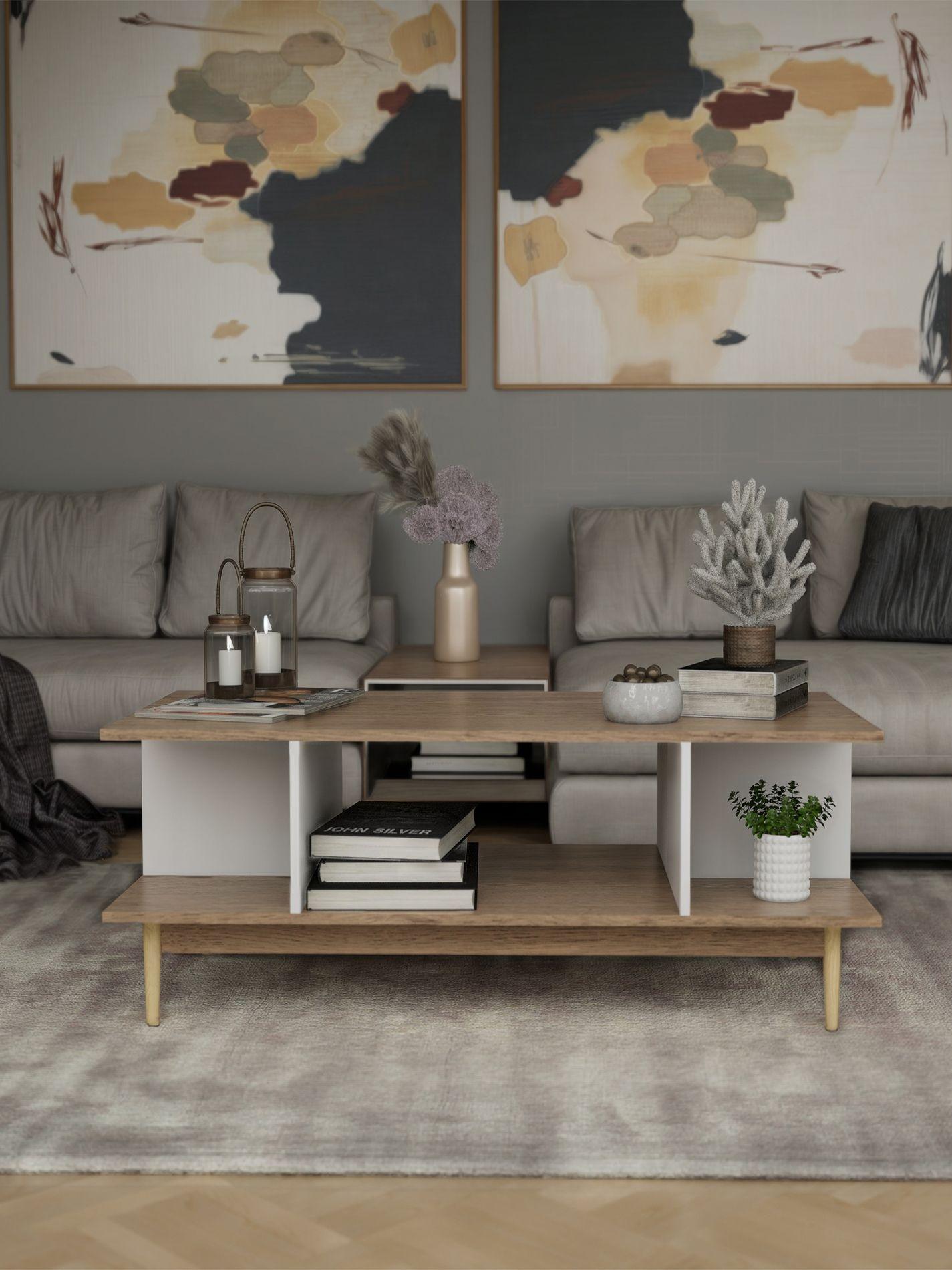 Mesa de Centro Top Living Bari Rectangular Lateral Nórdica-7