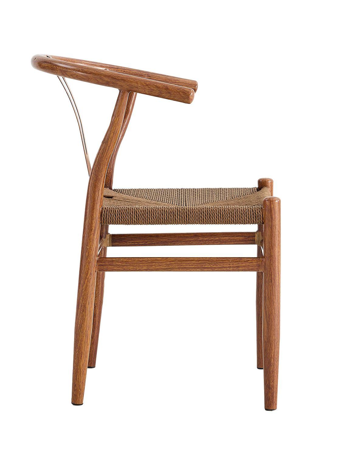 Set 2 Sillas de Comedor Wishbone Relan Makati Acero Ratán-4