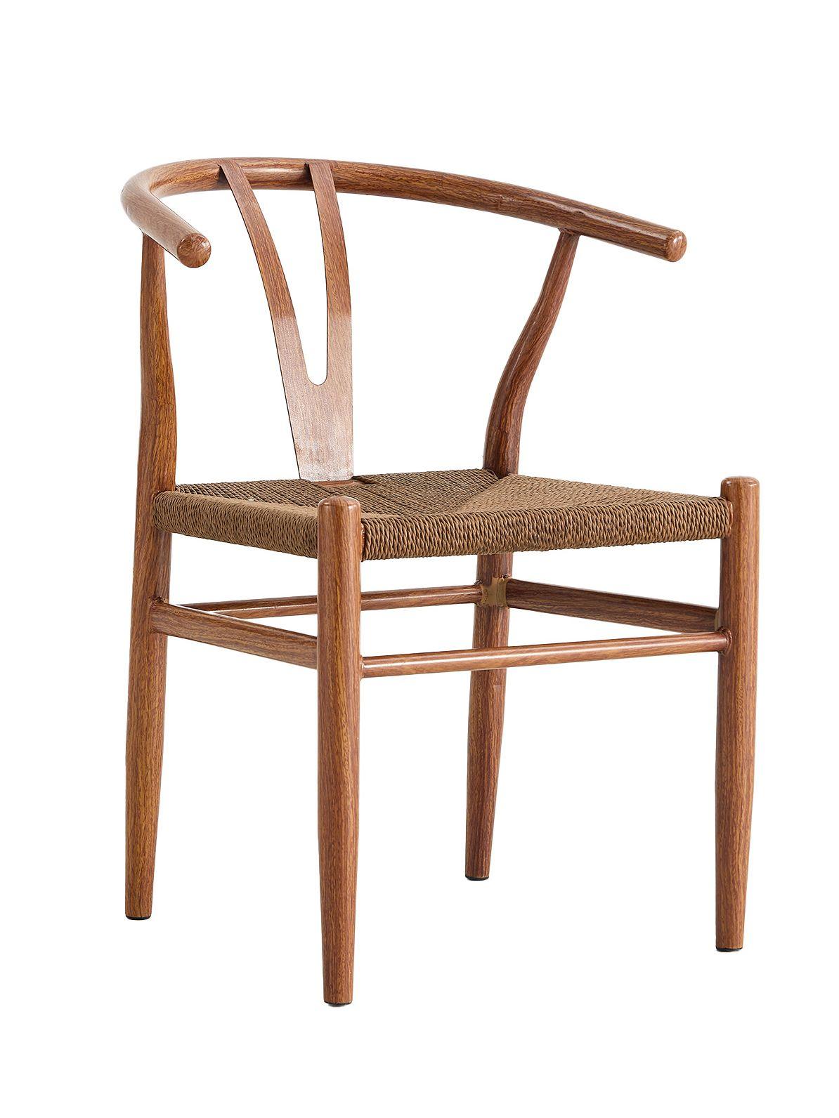 Set 2 Sillas de Comedor Wishbone Relan Makati Acero Ratán-9