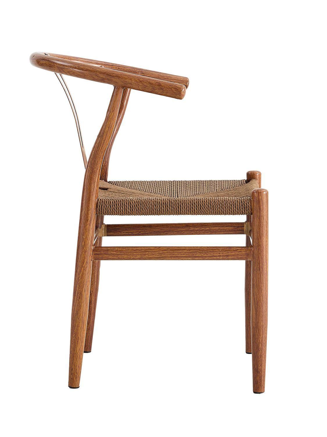 Set 2 Sillas de Comedor Wishbone Relan Makati Acero Ratán-3