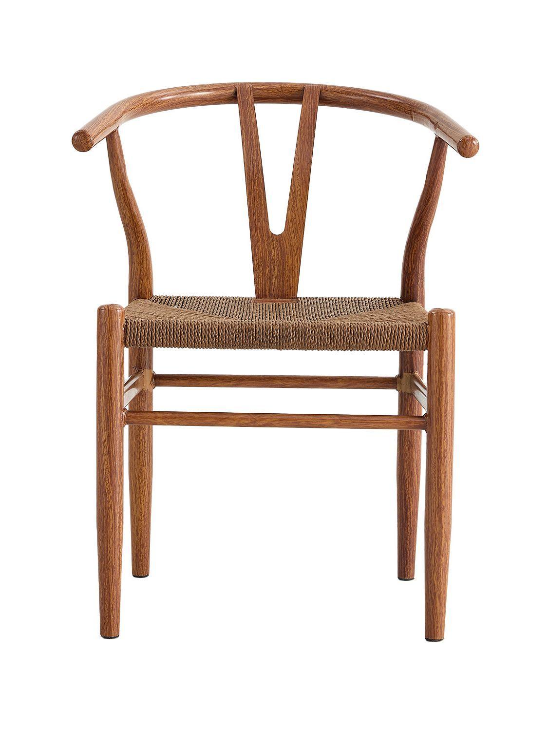 Set 2 Sillas de Comedor Wishbone Relan Makati Acero Ratán-7