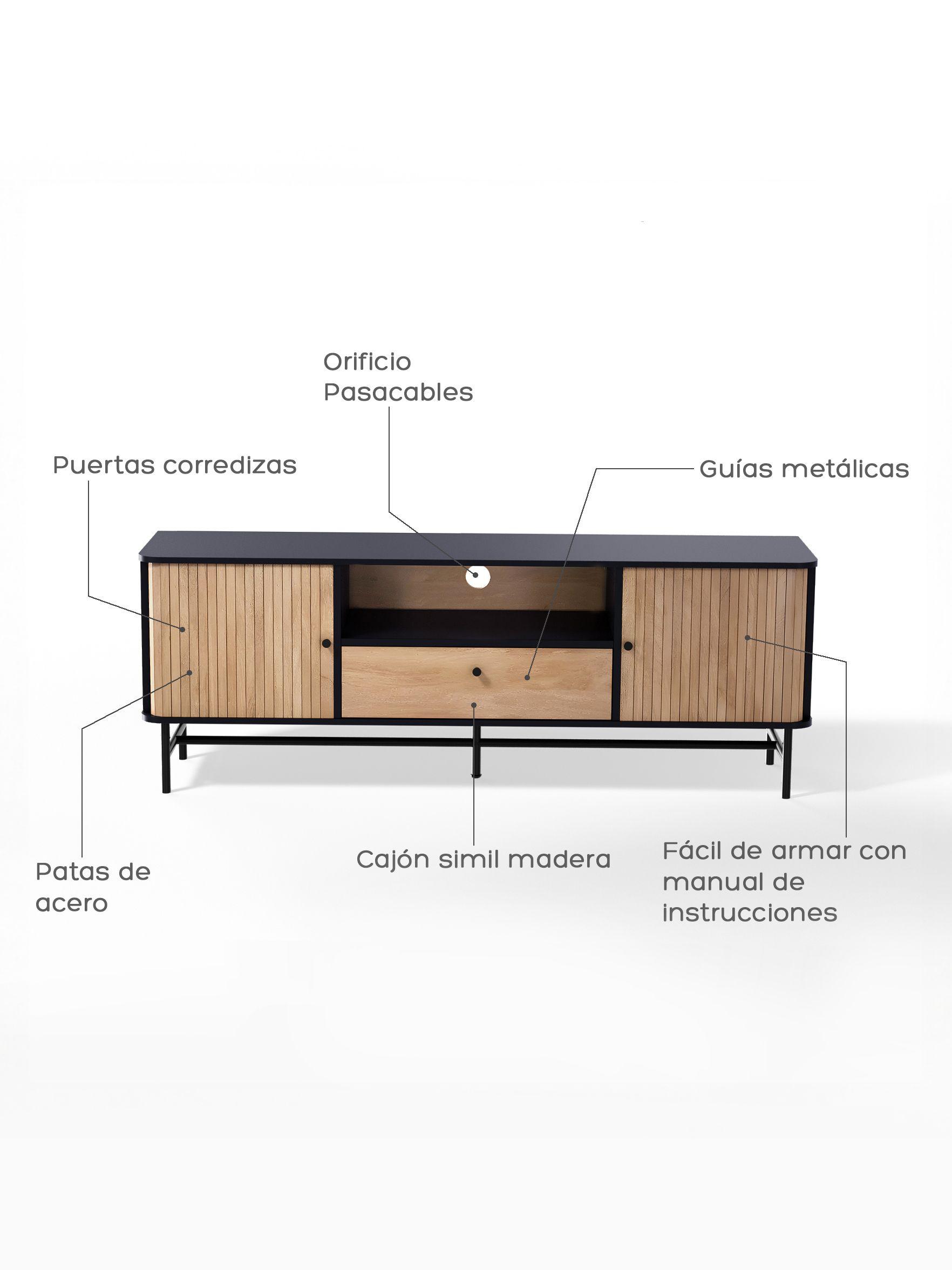 Rack de TV Top Living Charcoal con Puertas Corredizas-3