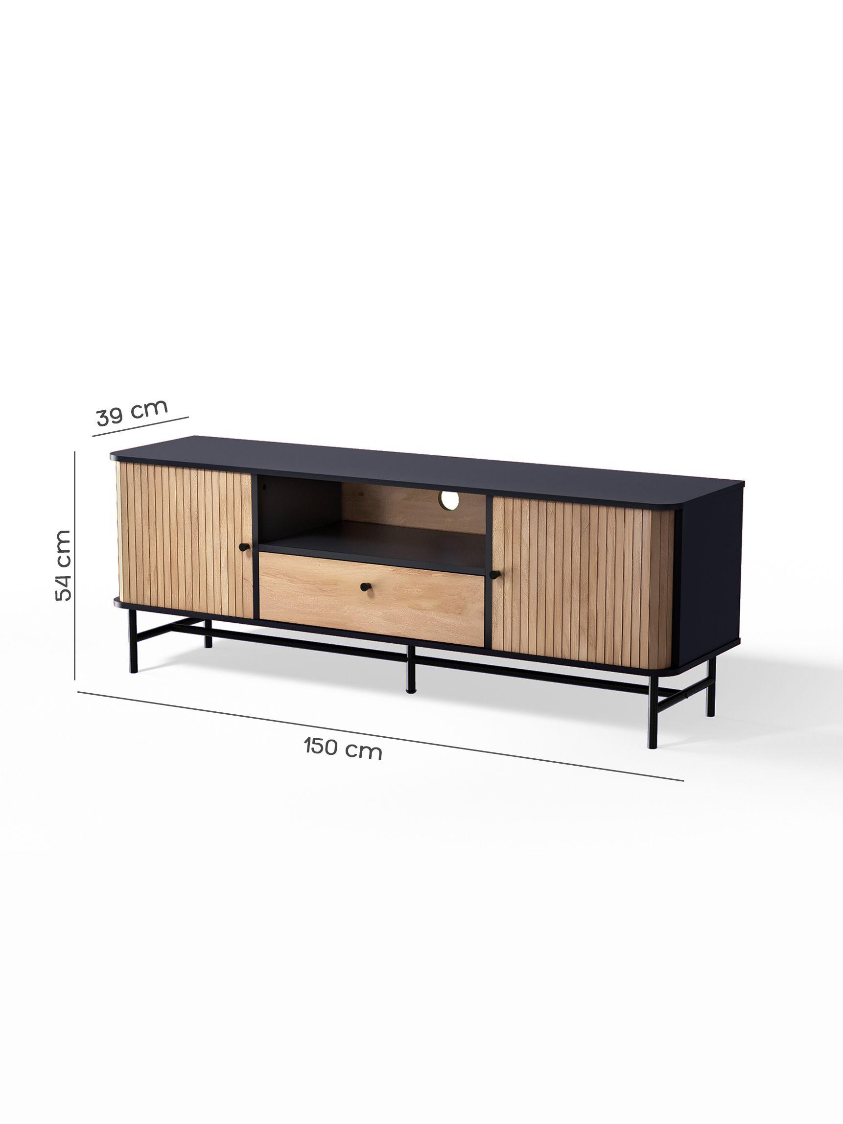 Rack de TV Top Living Charcoal con Puertas Corredizas-2