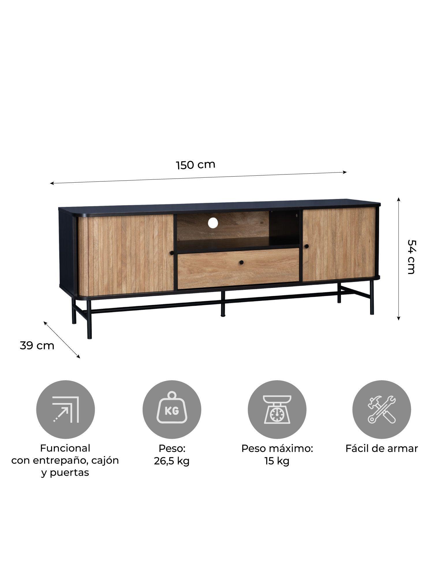 Rack de TV Top Living Charcoal con Puertas Corredizas-2