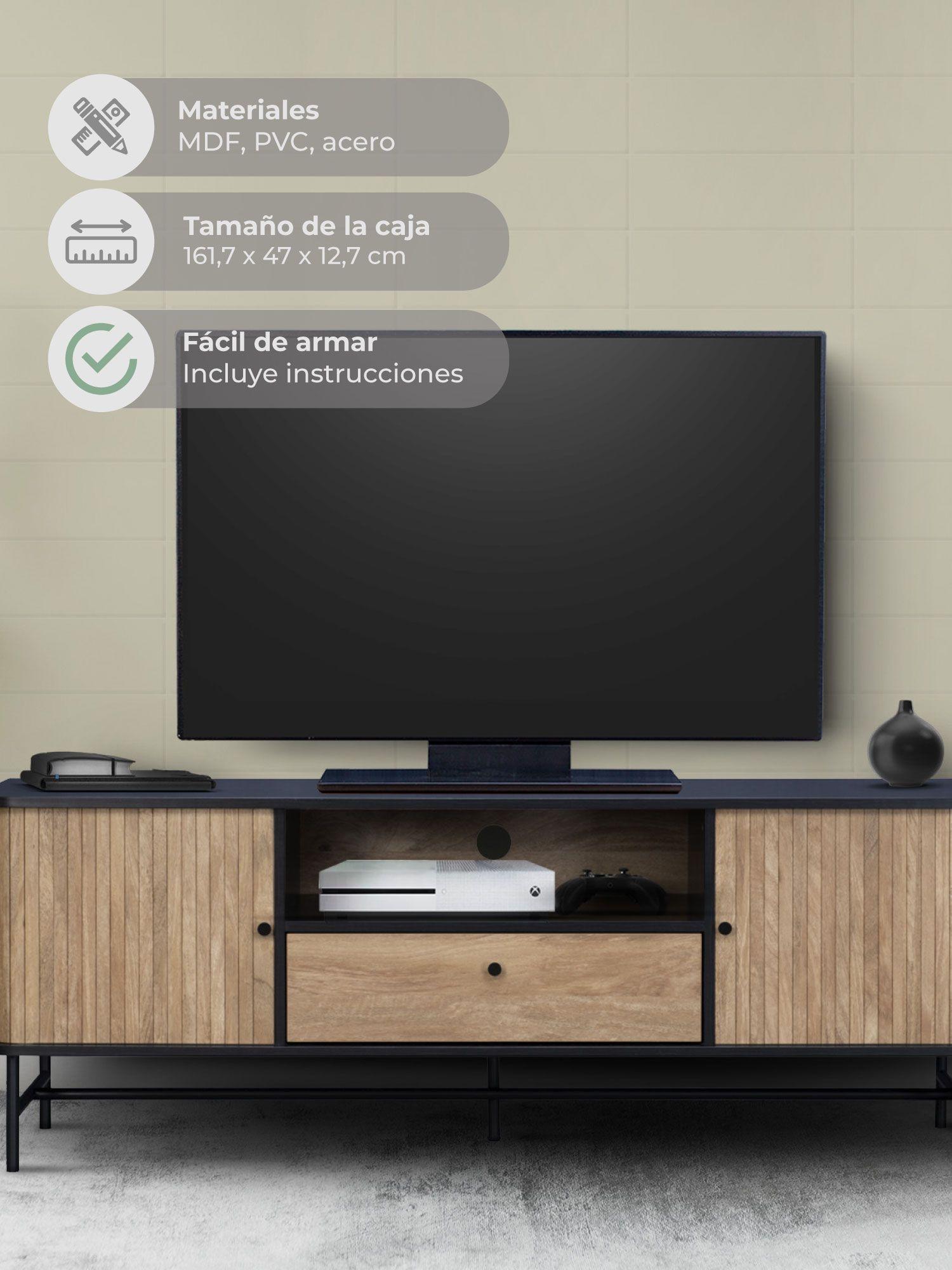 Rack de TV Top Living Charcoal con Puertas Corredizas-3