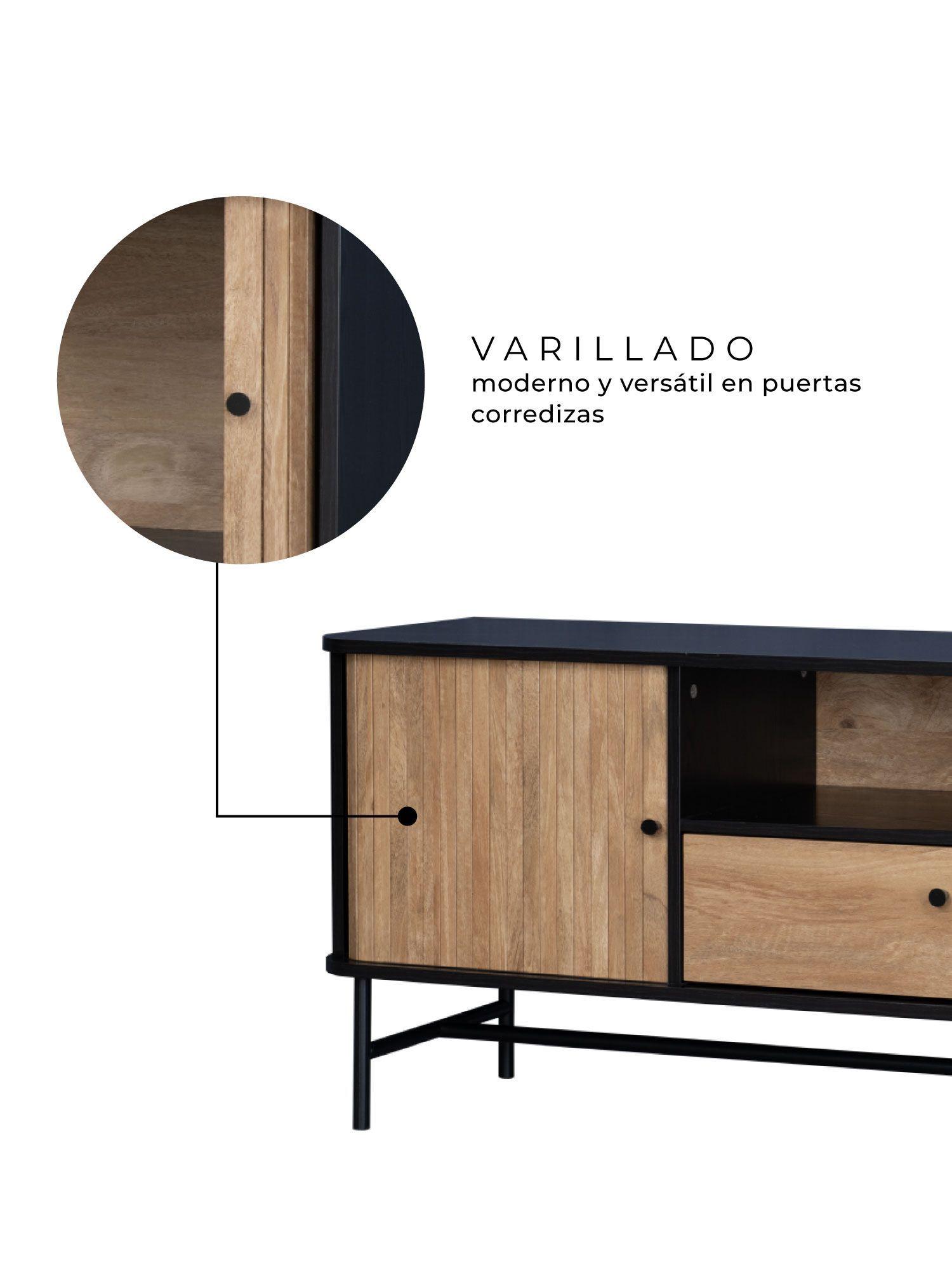 Rack de TV Top Living Charcoal con Puertas Corredizas-5