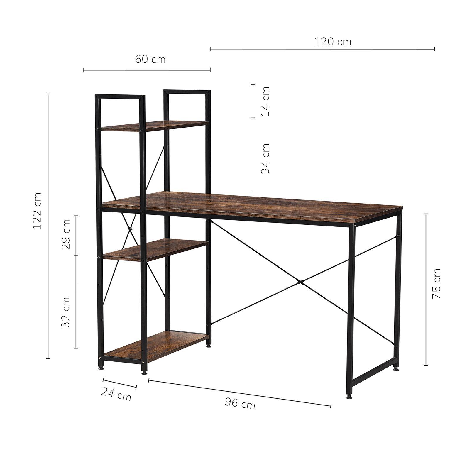 Escritorio Estilo Industrial Relan Estantería Lateral Desk 4-2